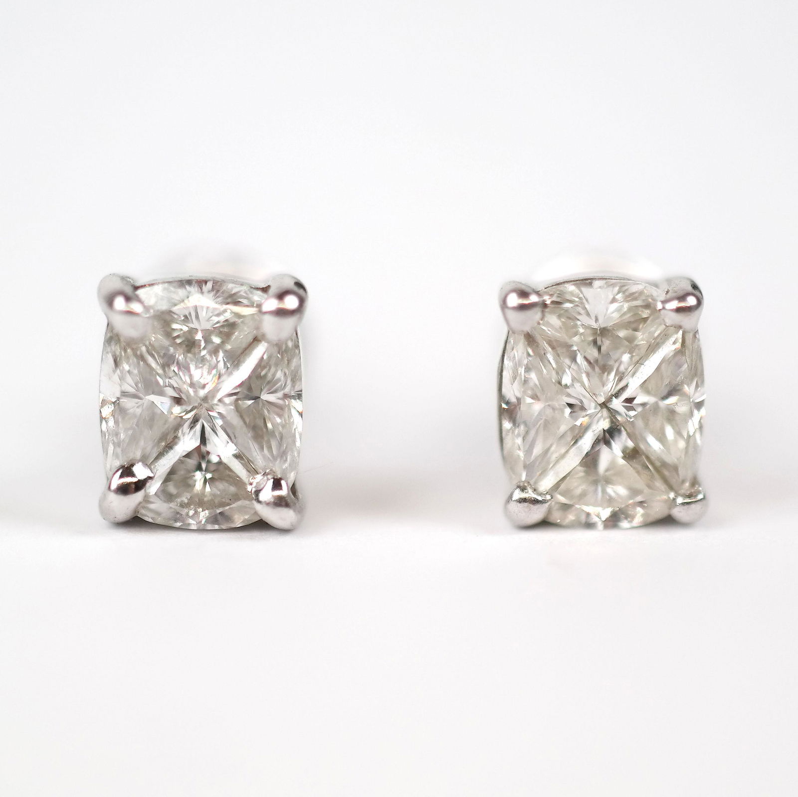 Pair 14K White Gold & Diamond Studs (1 of 6)