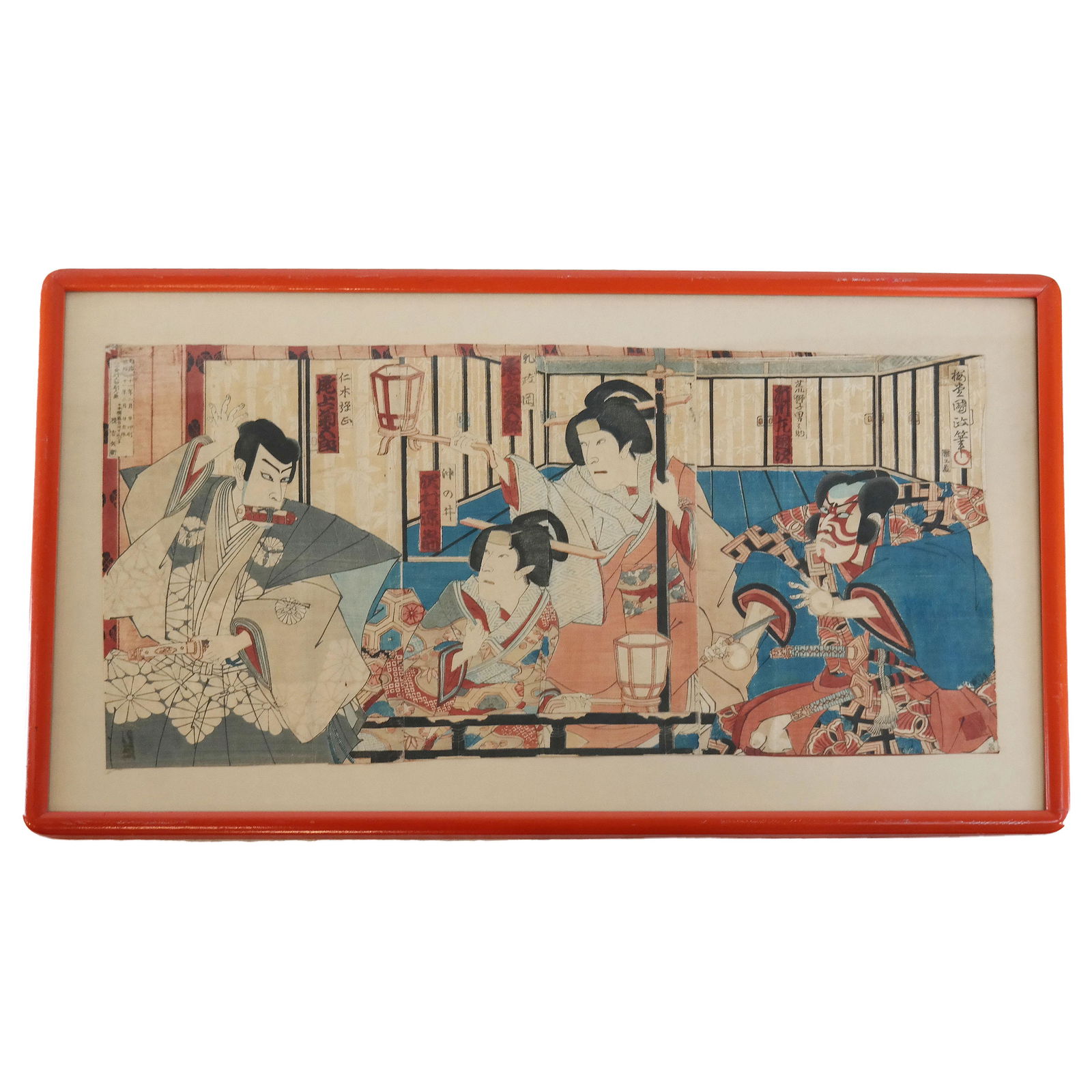 Japanese Print of Geishas & Samurai (1 of 6)