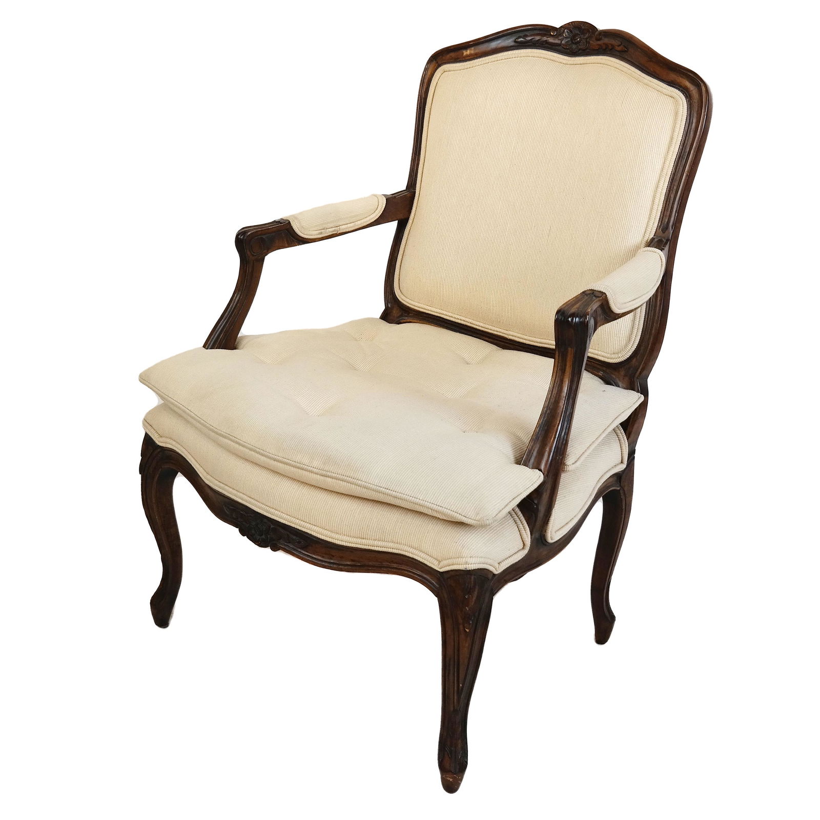Carved Walnut Louis XV-Style Arm Chair (1 of 6)