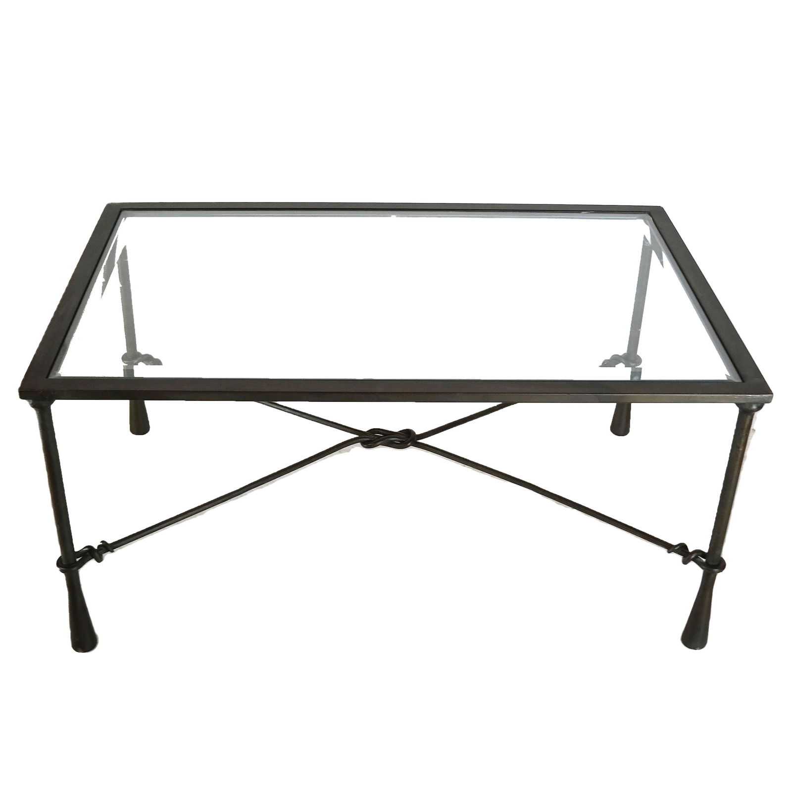 Patinated Metal & Glass Top Coffee Table (1 of 8)