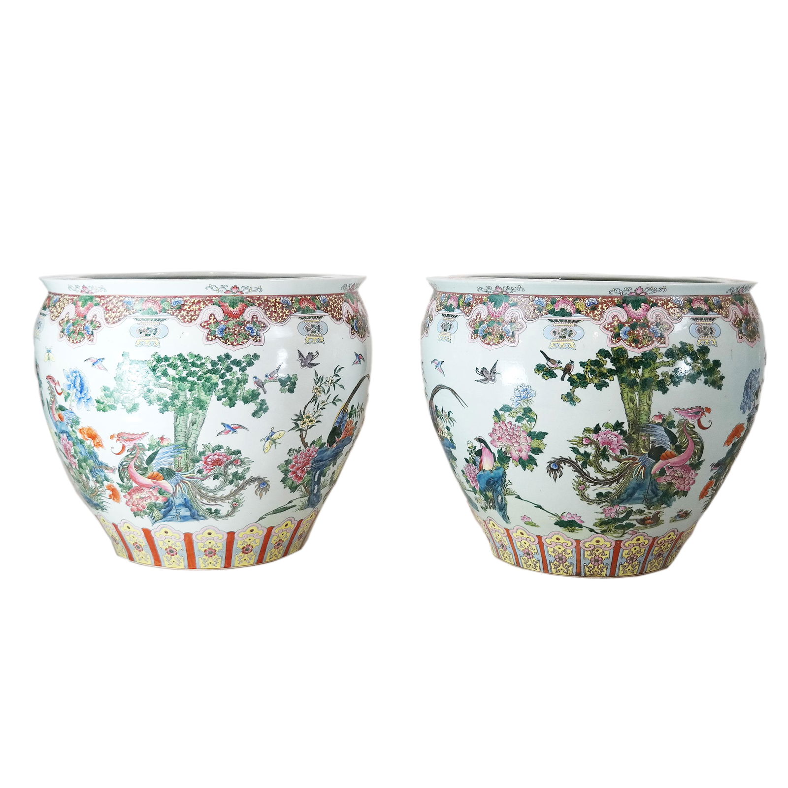 Pair Chinese Polychrome Koi Fish Planters (1 of 11)