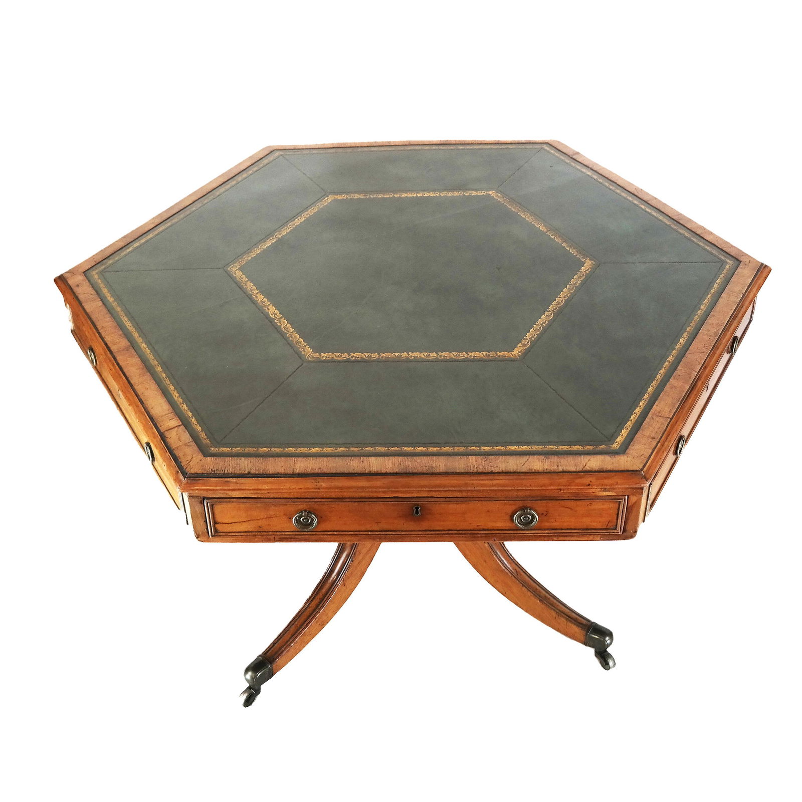 George III Walnut Veneered Drum Table (1 of 9)