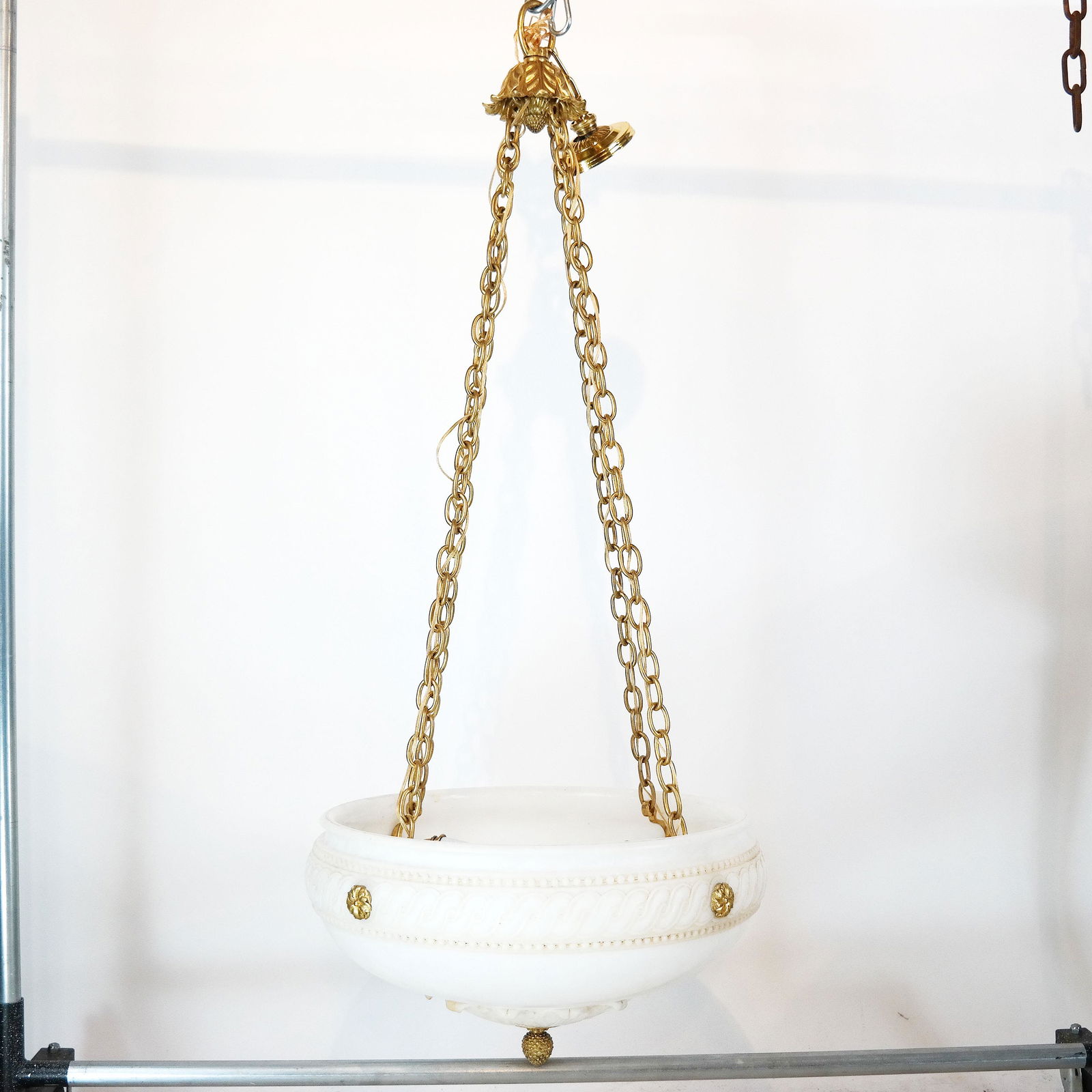 Alabaster & Bronze Dome Chandelier (1 of 7)