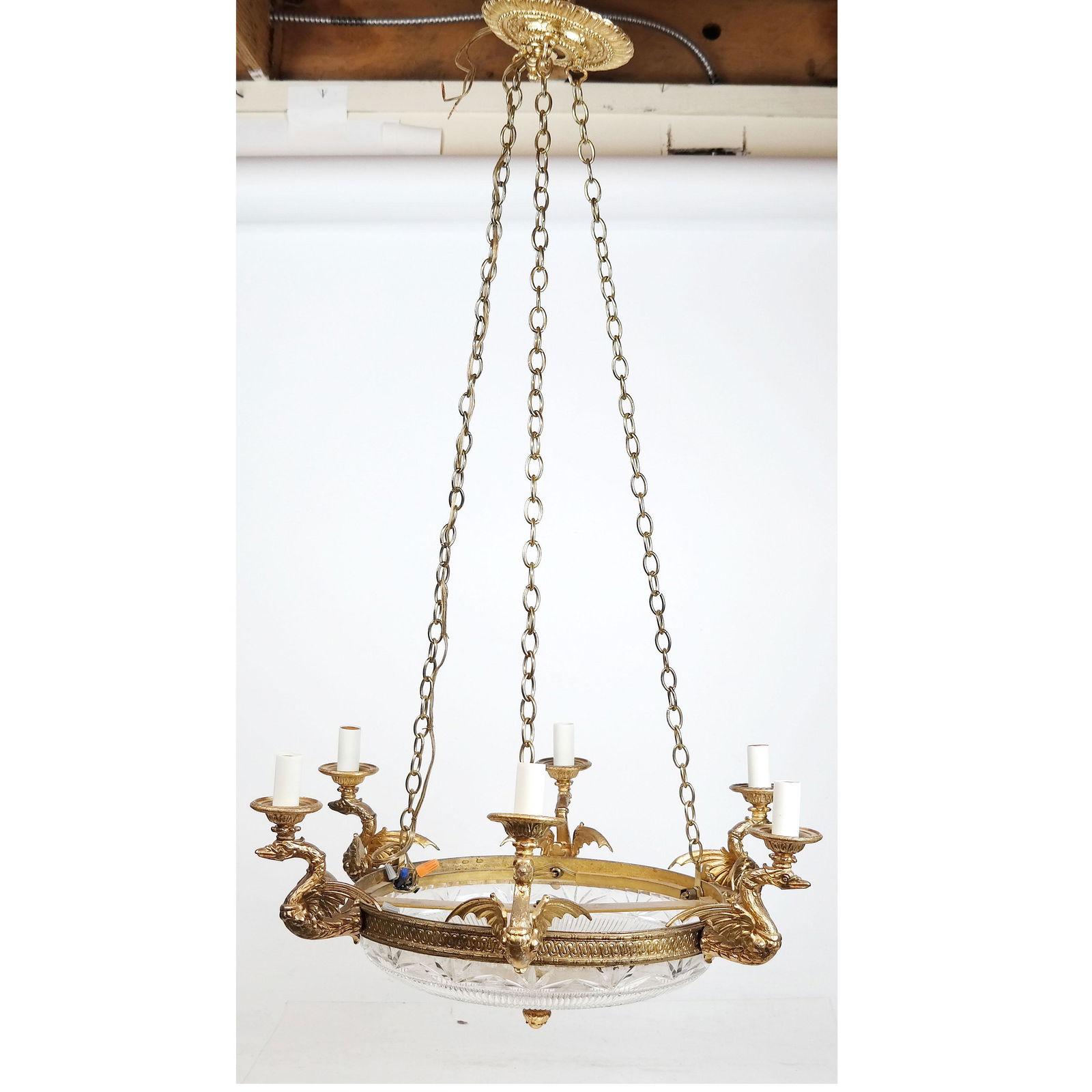 French-Style Gilt Brass & Cut Glass Chandelier (1 of 8)