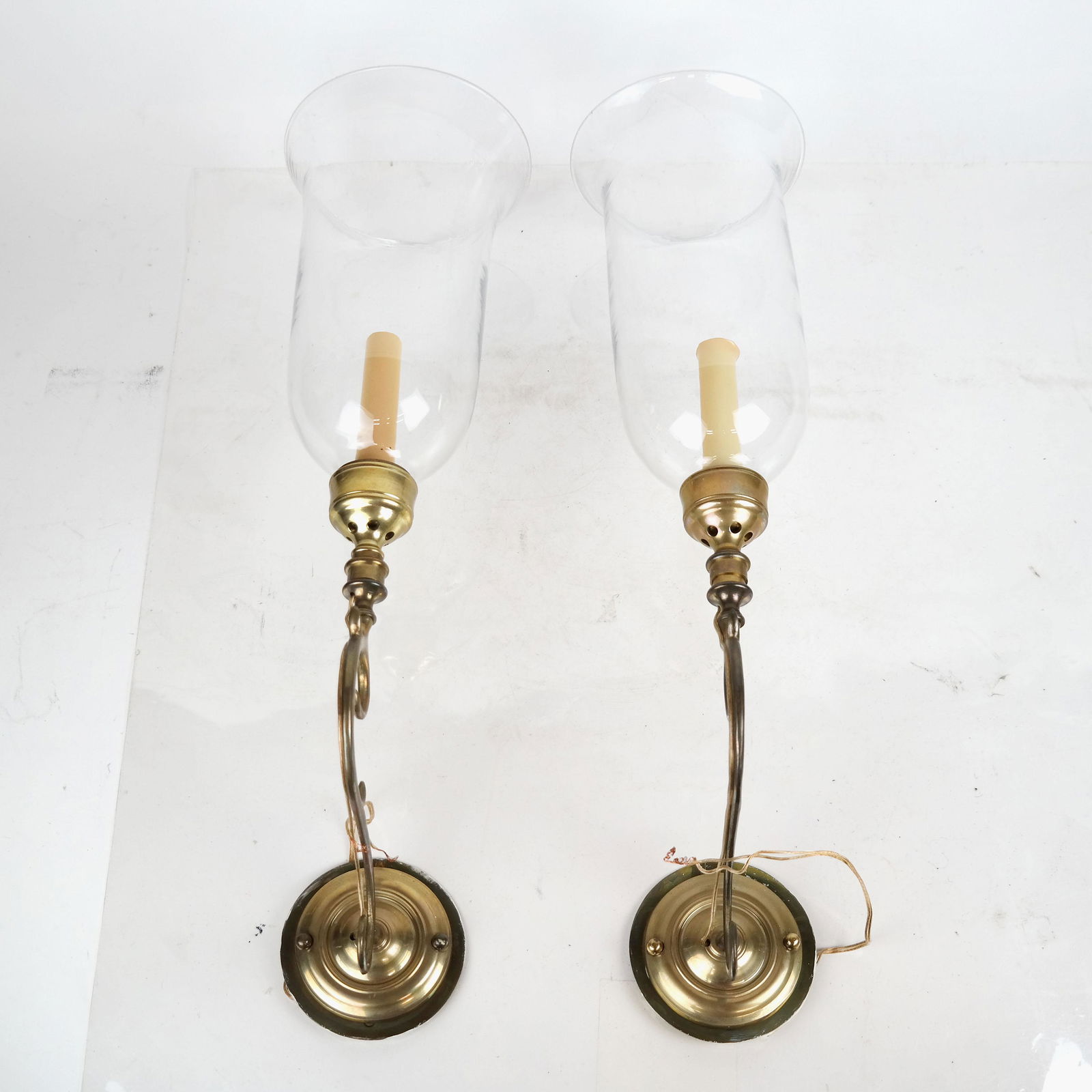 Pair of English Brass Hurricane Sconces (1 of 10)