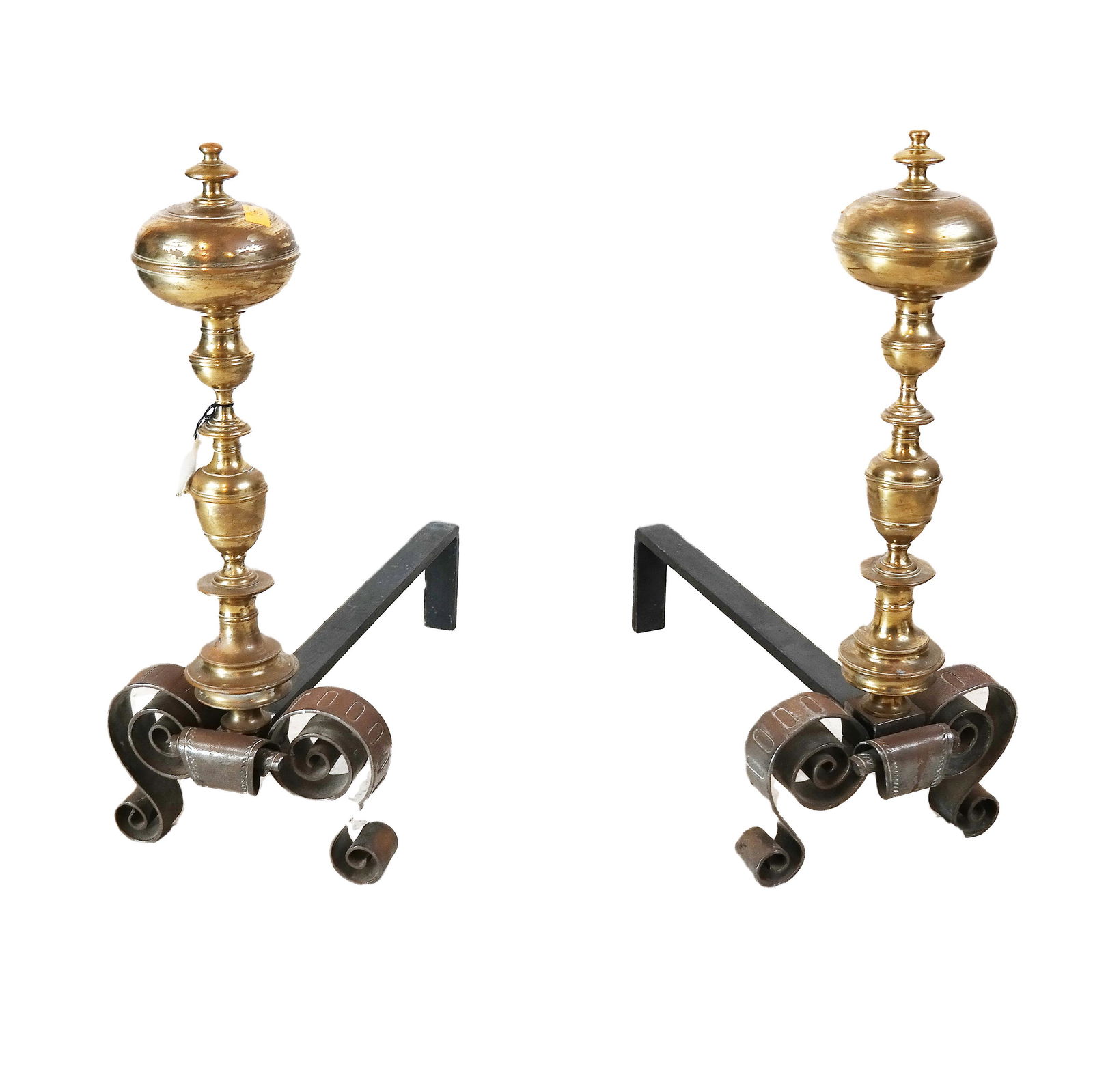 Pair of Arts & Crafts Brass & Copper Andirons (1 of 6)