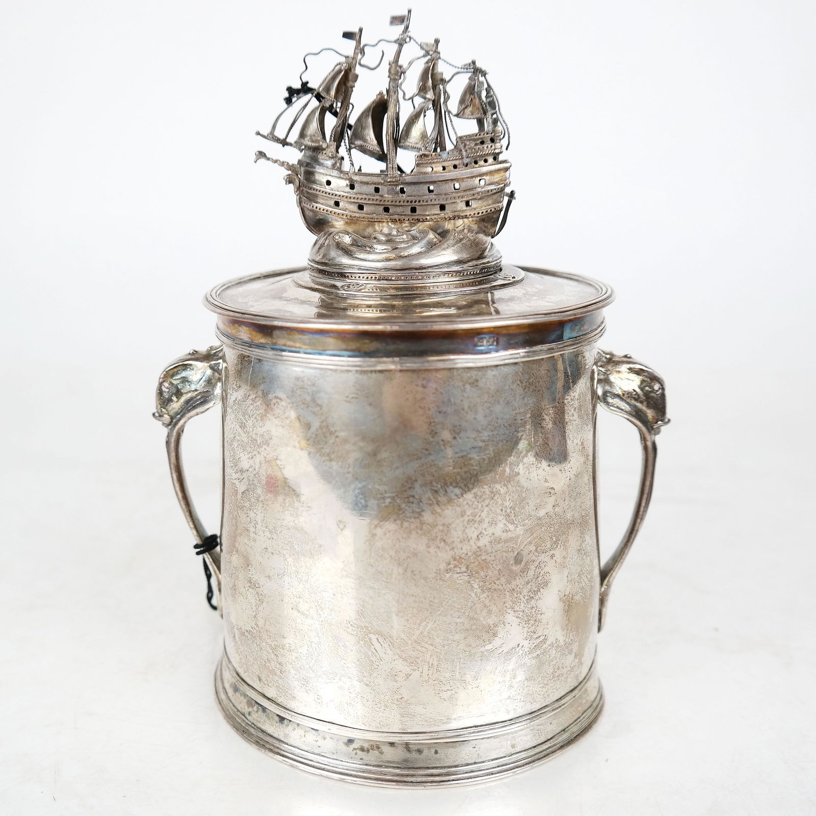 English Two-Handled Silver Jar and Cover (1 of 11)