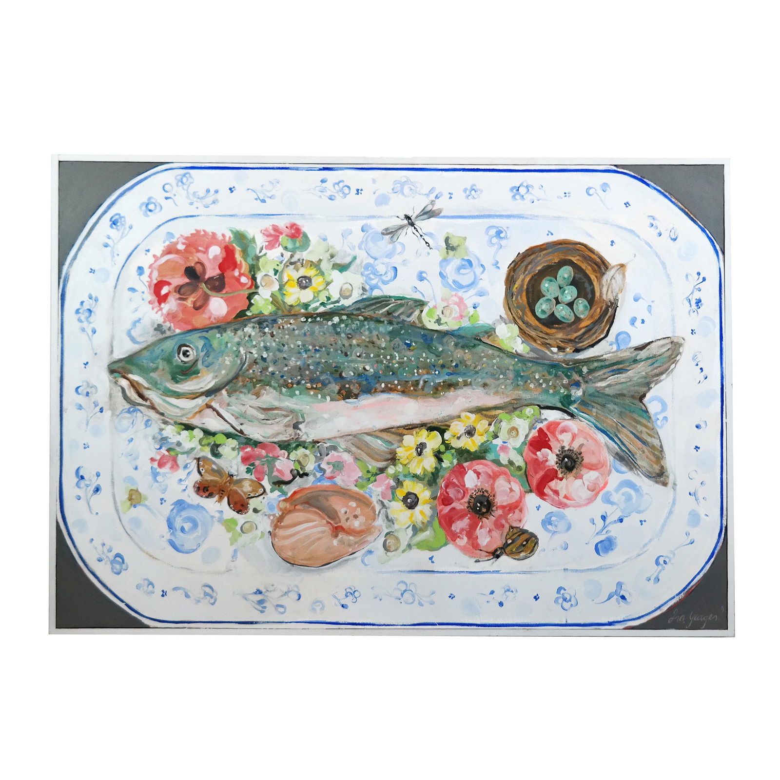 Ira YEAGER: Fish on a Plate - Painting (1 of 8)
