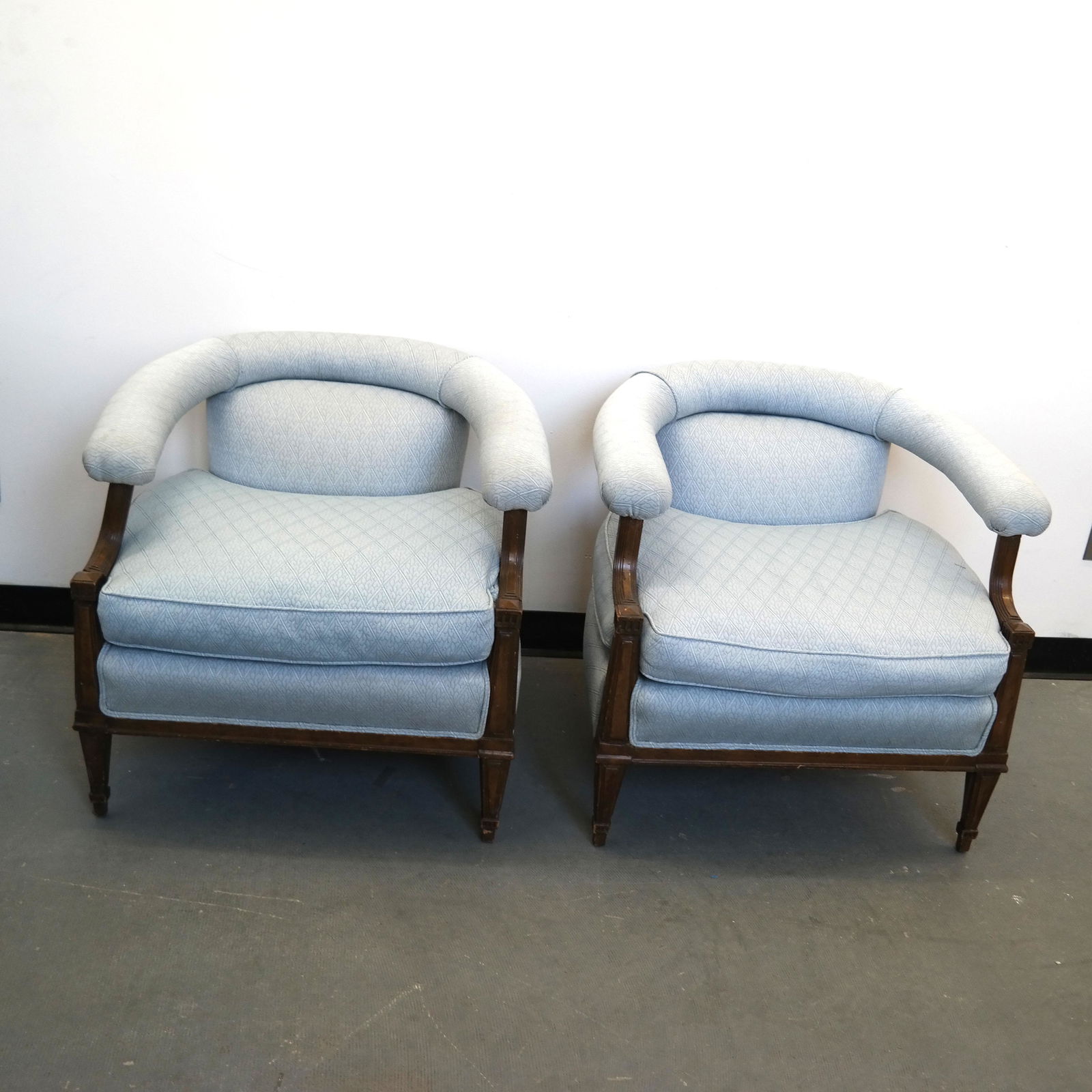 Pair Unusual Carved Back Arm Chairs (1 of 5)