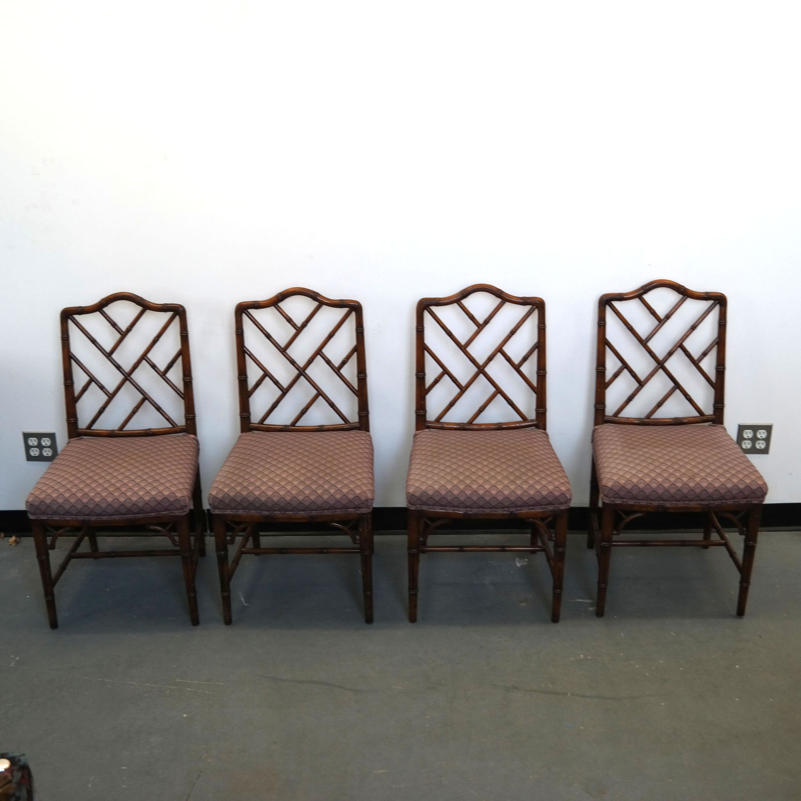 Set of 4 English-Style Faux Bamboo Side Chairs (1 of 6)