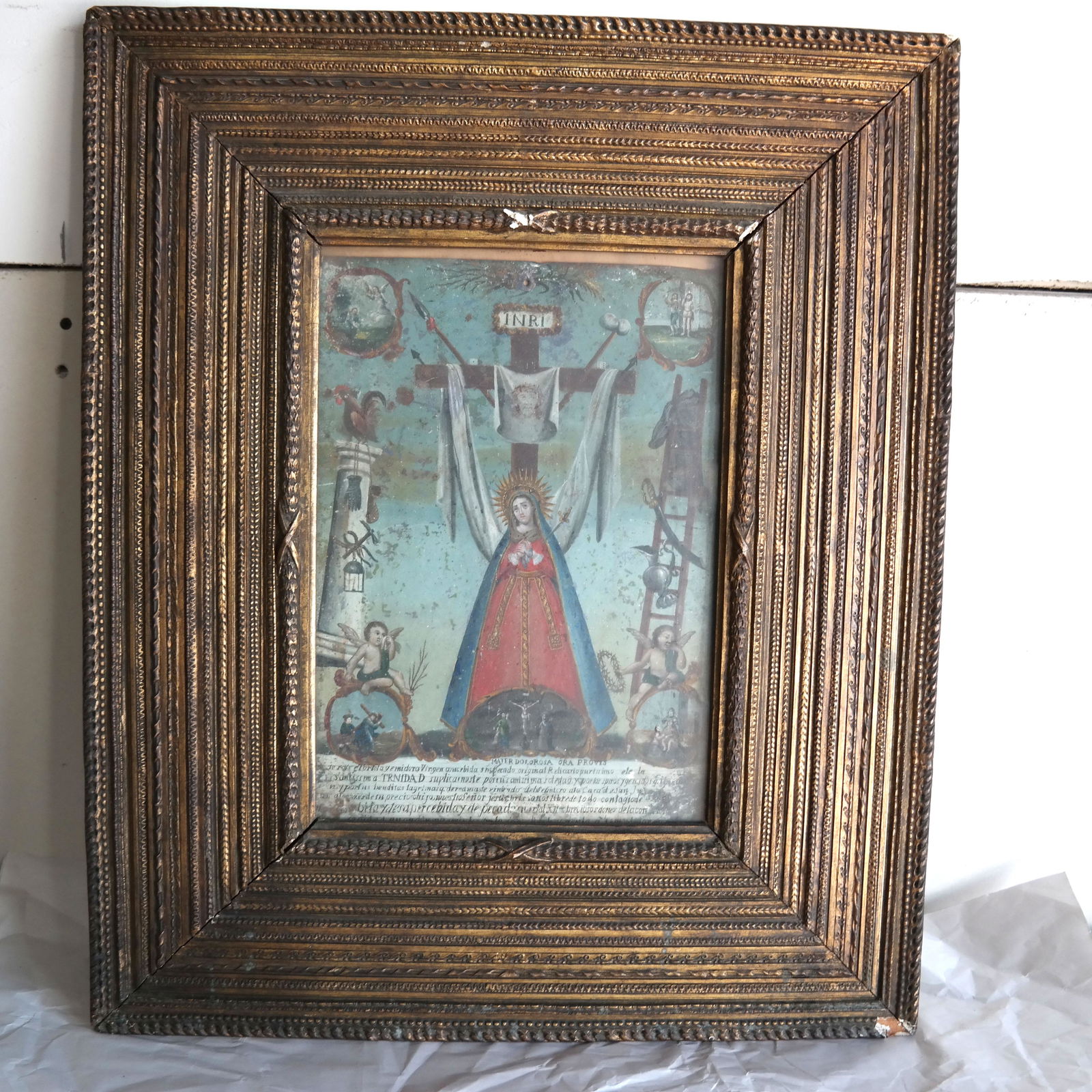 Retableau-Antique Spanish Colonial Painting On Tin (1 of 6)