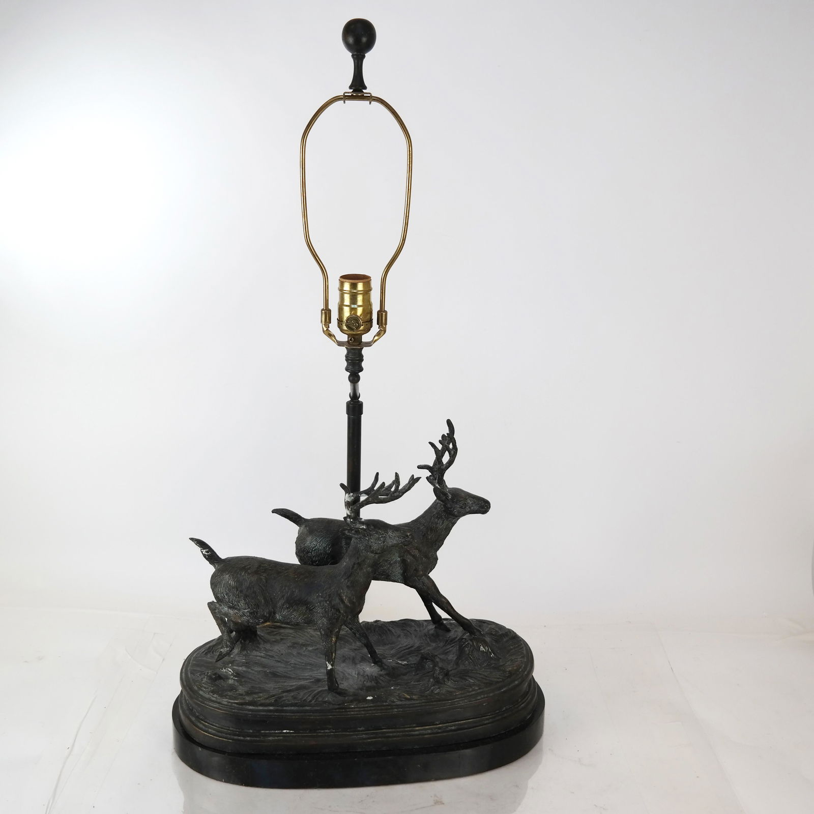 Patinated Metal Galloping Buck Group Lamp (1 of 6)