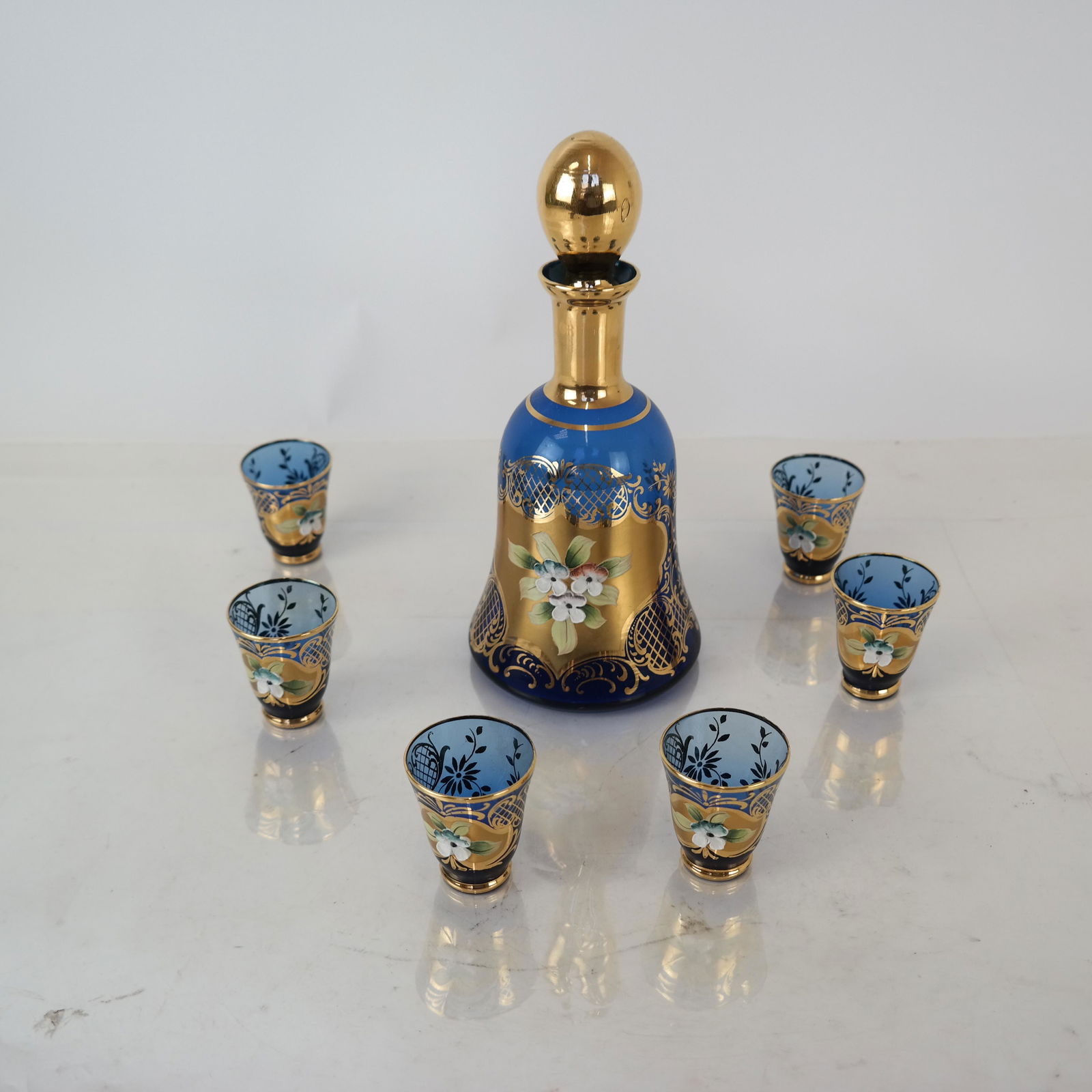 7-Pc Blue Glass Liquor Set (1 of 6)