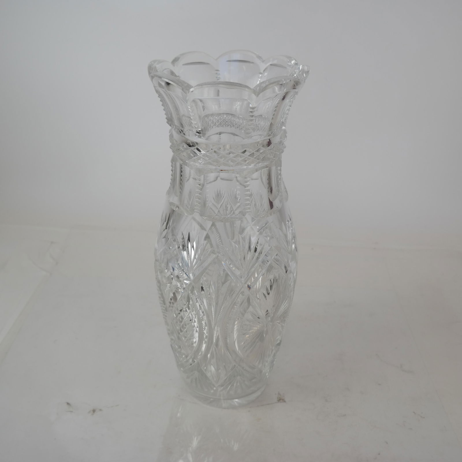 Tall Fire Cut Crystal Vase (1 of 4)