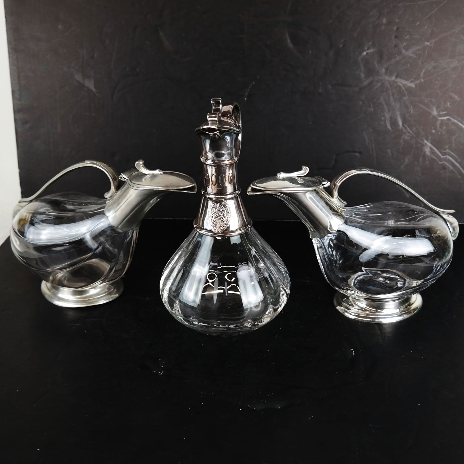Three French Crystal & Silver Plate Decanters (1 of 10)
