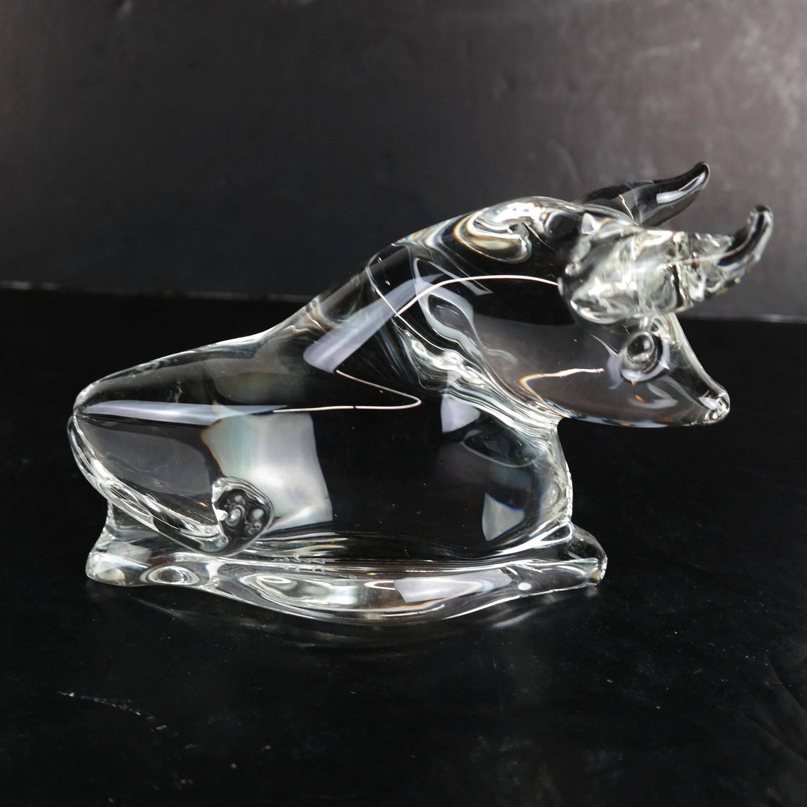 Signed Crystal Bull Sculpture (1 of 7)