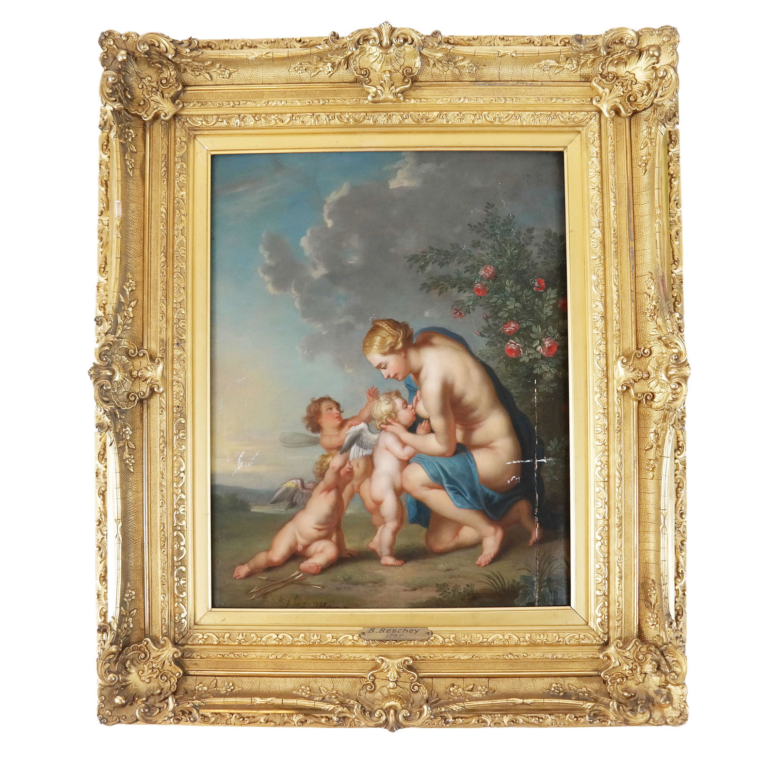 B. BESCHEY: "Venus Nursing Cupid" Painting (1 of 8)
