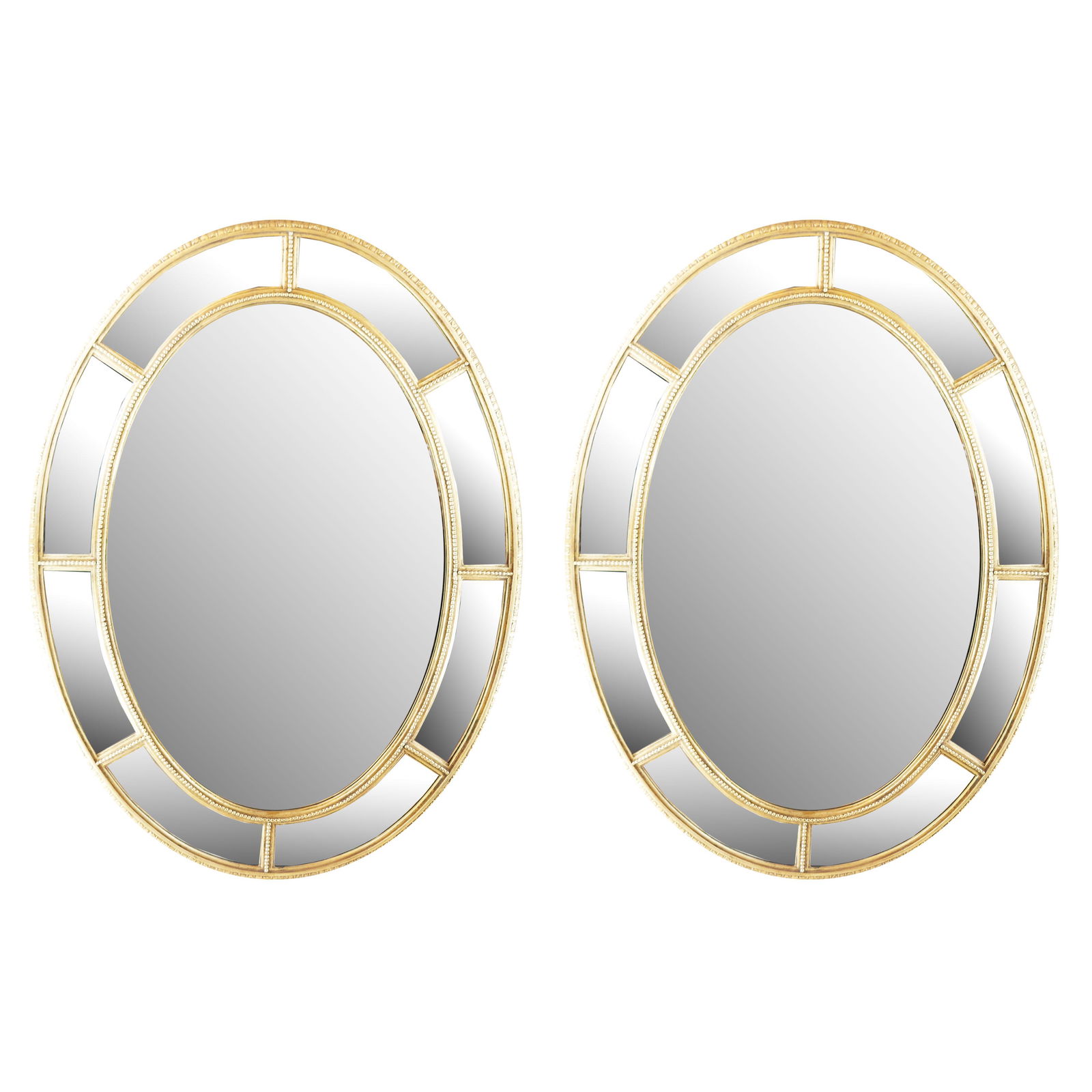 Pair of Gilt Wood Oval Mirrors (1 of 7)