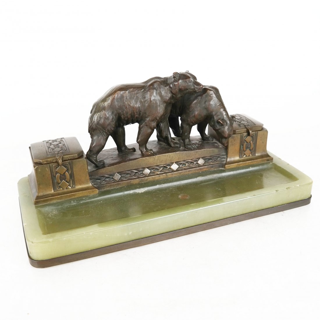 Bronze & Onyx Figural Inkwell (1 of 8)