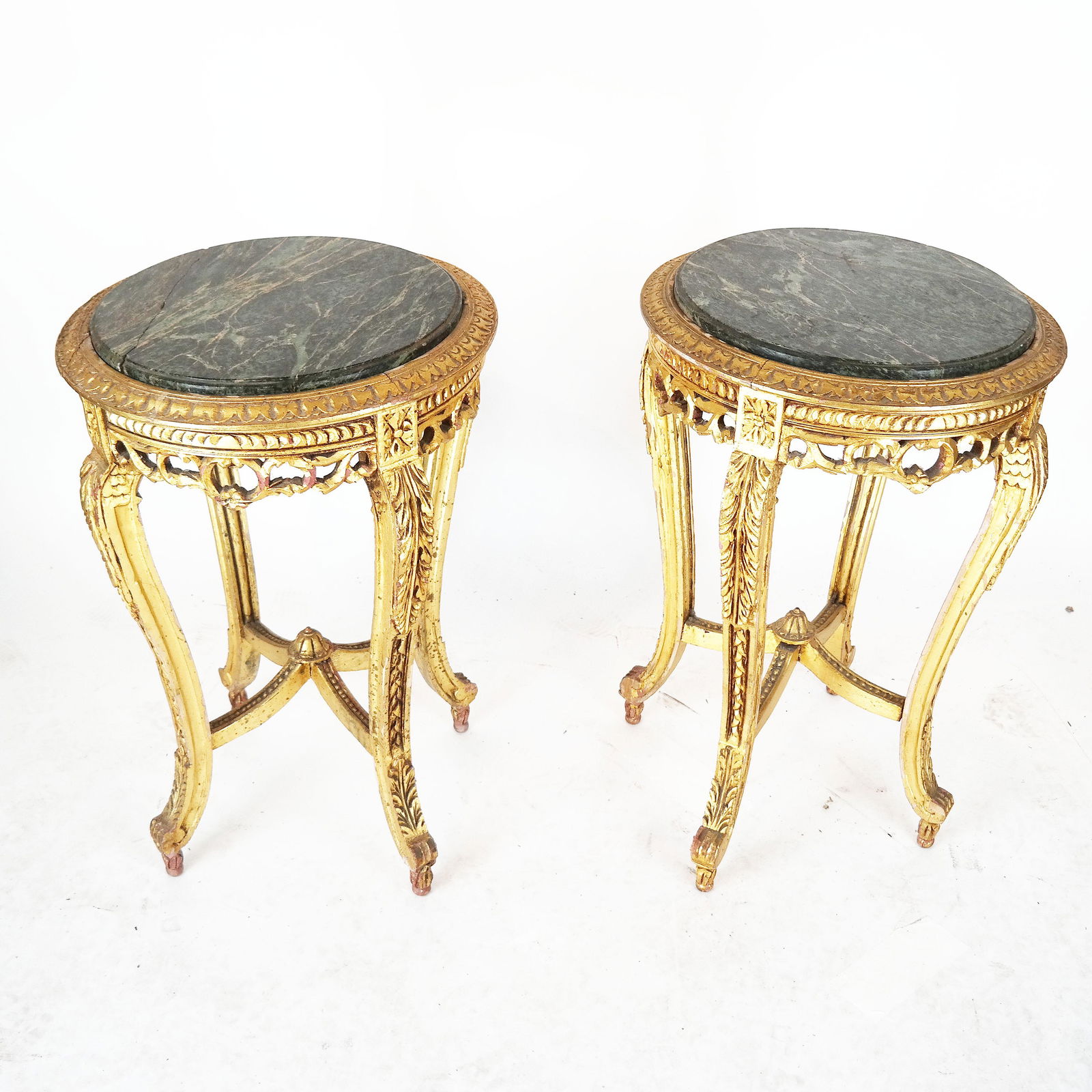 Pair of Gilt Wood Marble Top Side Tables (1 of 11)