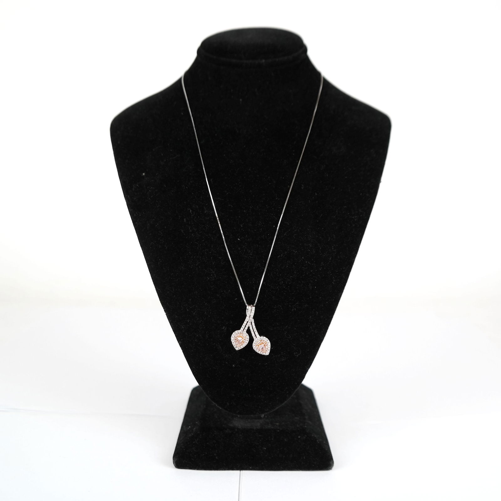 Double Hearts Pink & White Diamond Pendant (1 of 6)