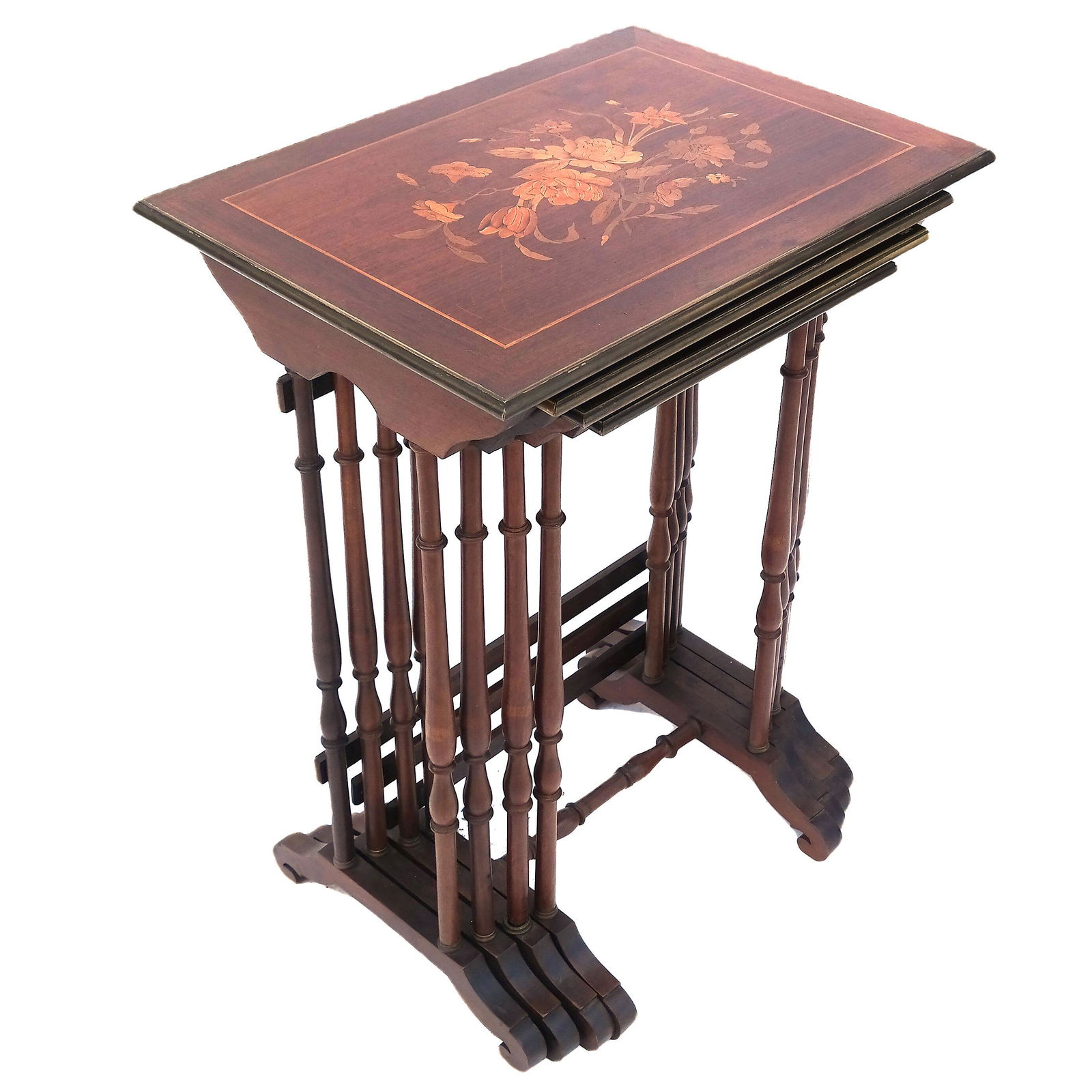 Continental Marquetry Nest of Four Tables (1 of 10)