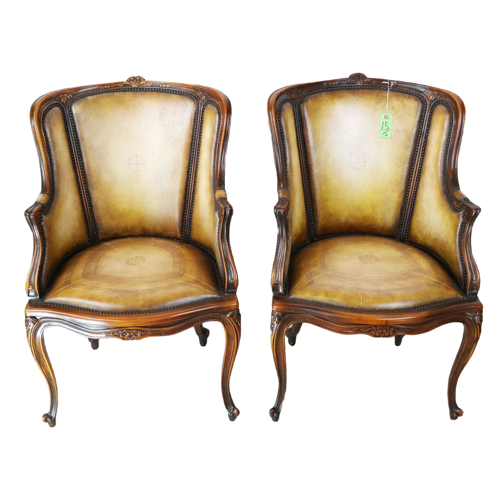 Pair George III-Style Mahogany Bergeres (1 of 9)