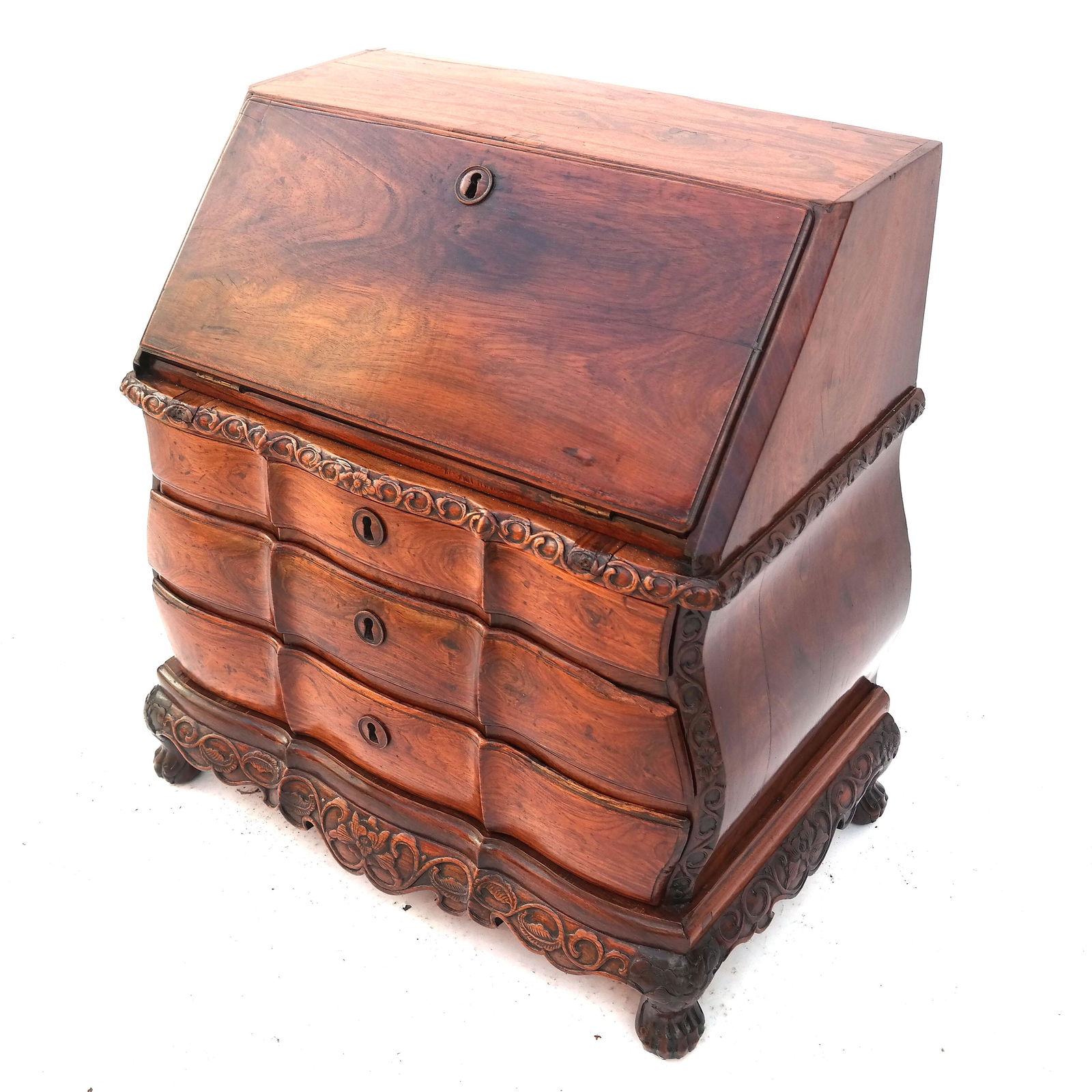 Rare Indo-Dutch Miniature Slant-Front Desk (1 of 10)