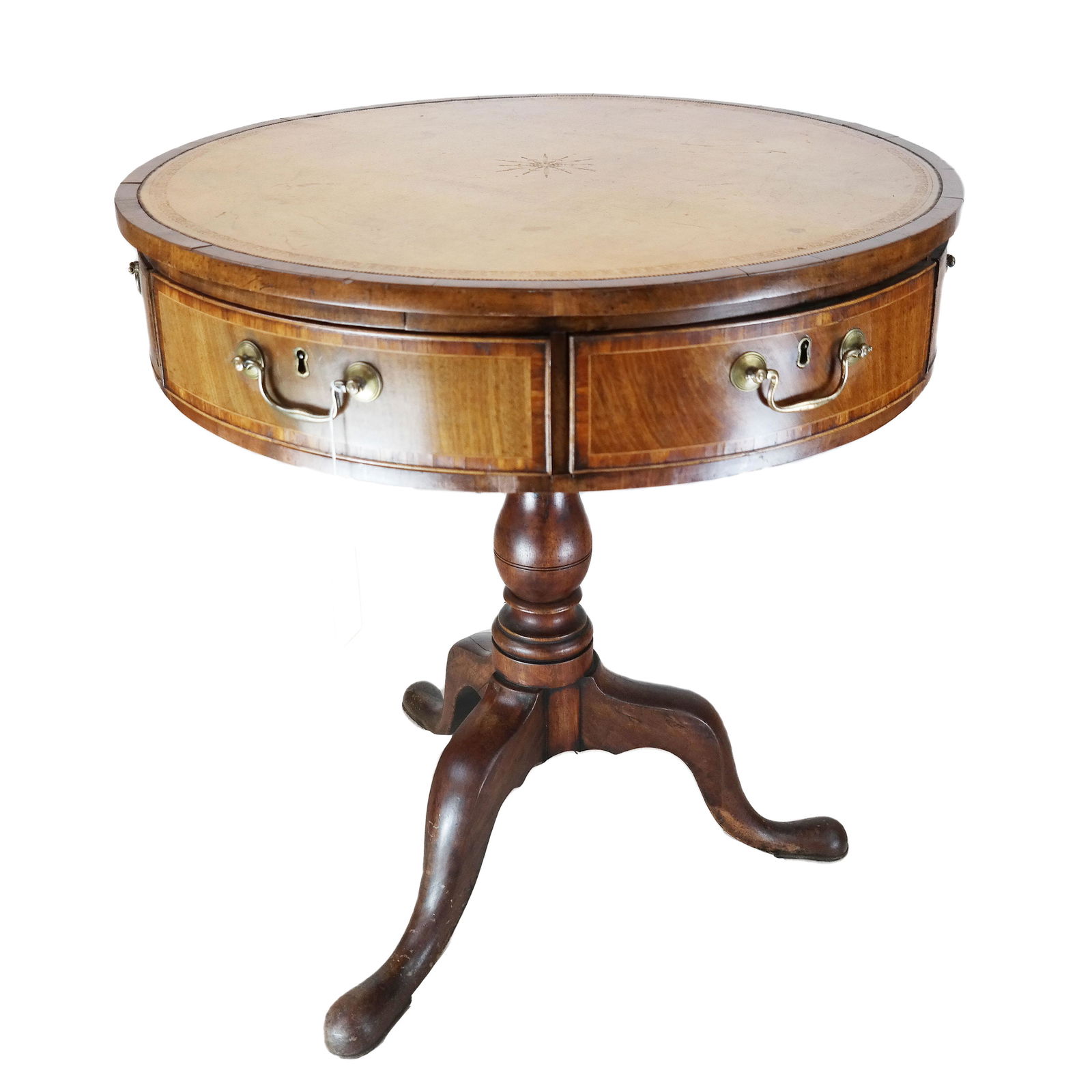 George III Leather Inset Mahogany Drum Table (1 of 12)