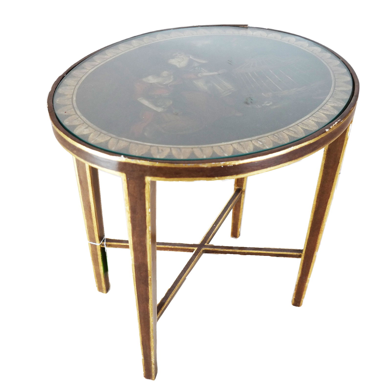 George III Tole Oval Plaque Inset Table (1 of 11)