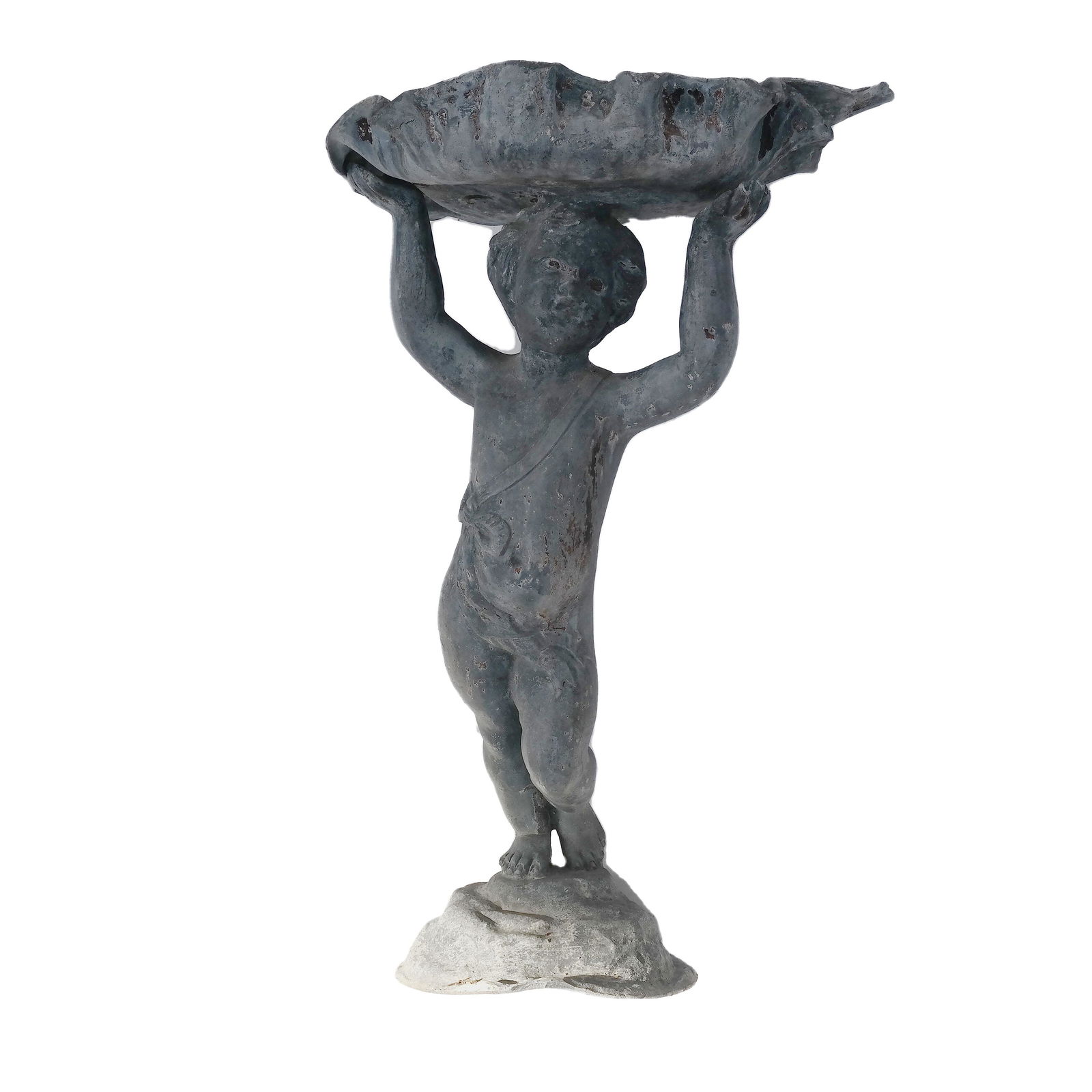Lead Garden Figure of Boy Supporting Shell (1 of 8)