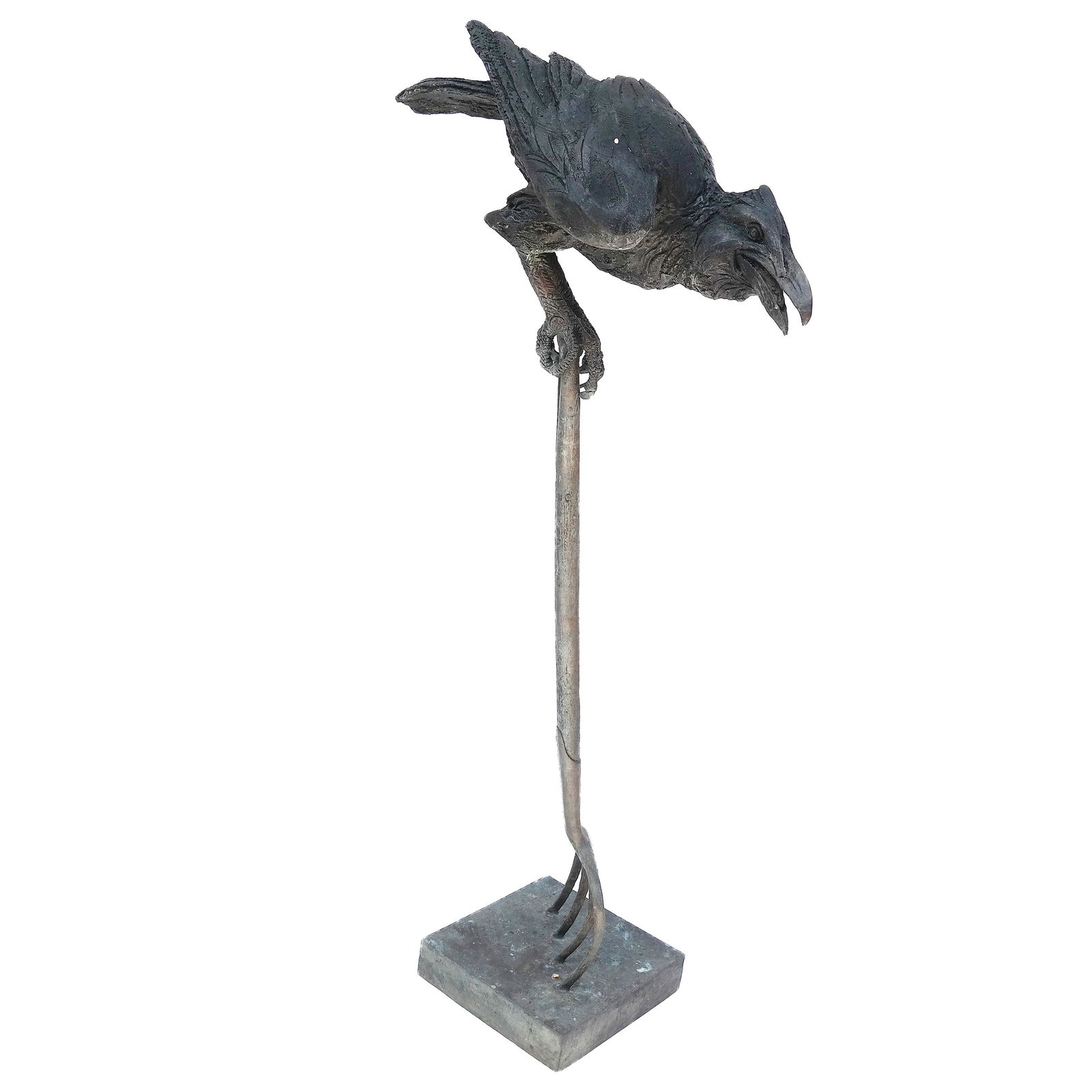 Patinated Bronze of a Raven On A Pitchfork (1 of 10)