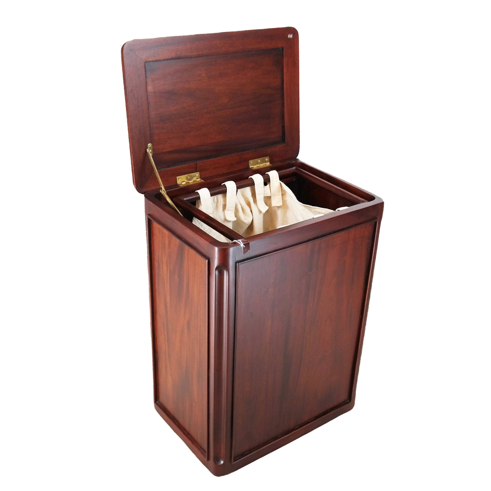 Mahogany Clothes Hamper: George III-style mahogany clothes hamper. [25" H x 19" W x 13 1/2" D].