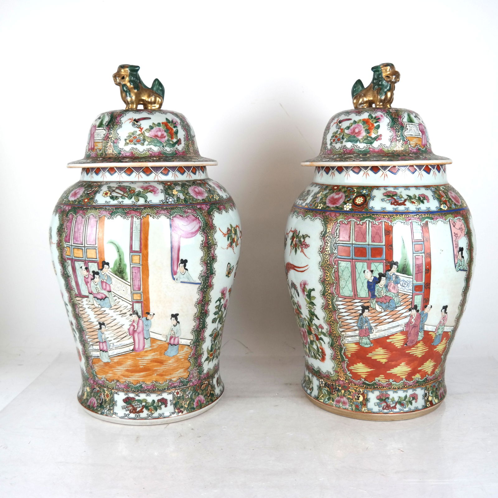 Pair of Famille Rose-Style Ginger Jars (1 of 6)