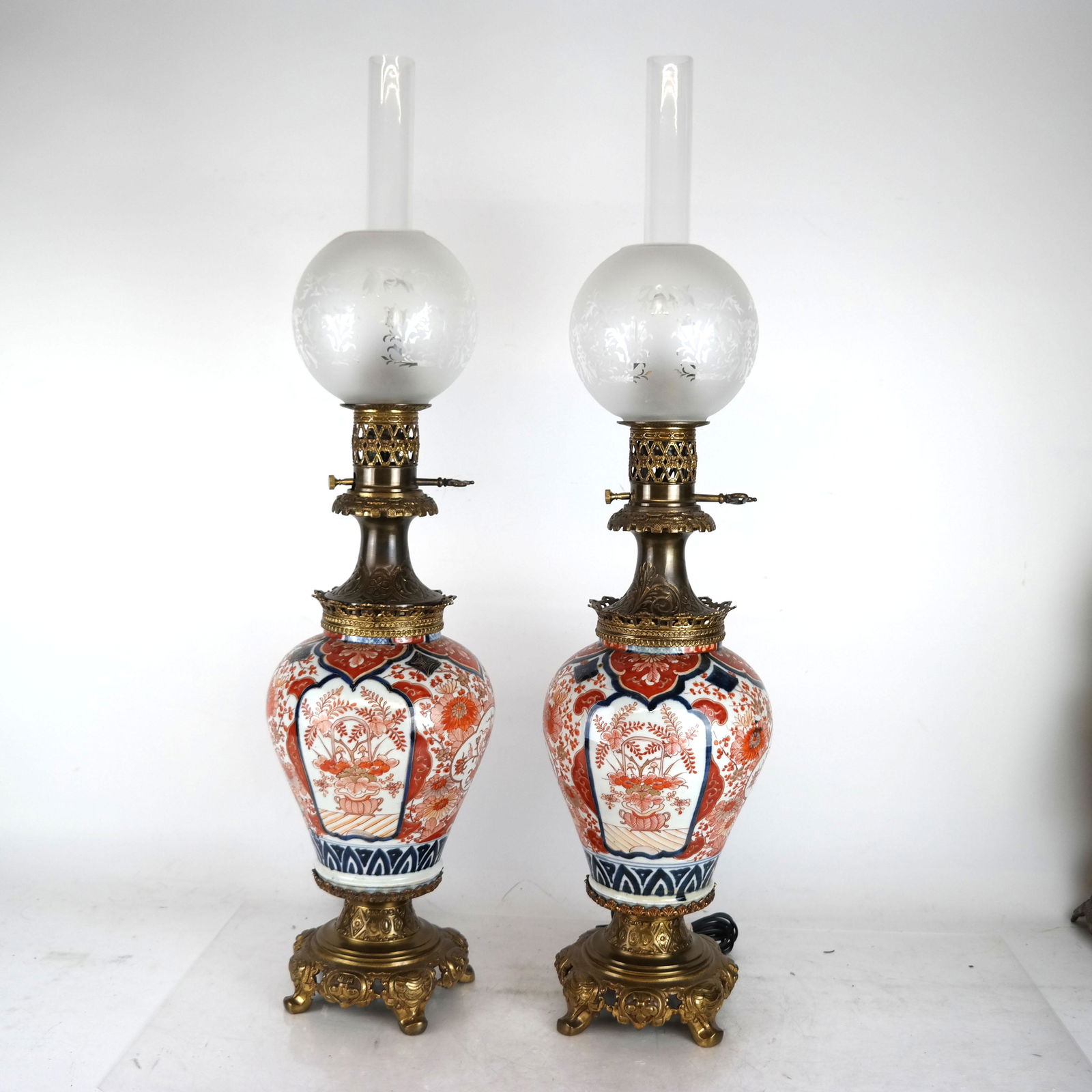 Pair Imari Vases Mounted as Lamps (1 of 14)