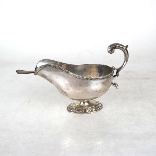 Vintage English Silver Gravy Boat & Ladle