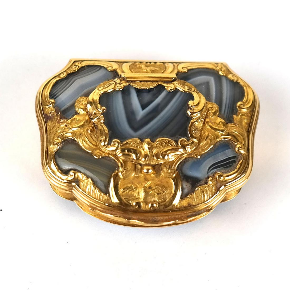 Vintage Gold & Sliced Agate Pill Box (1 of 10)