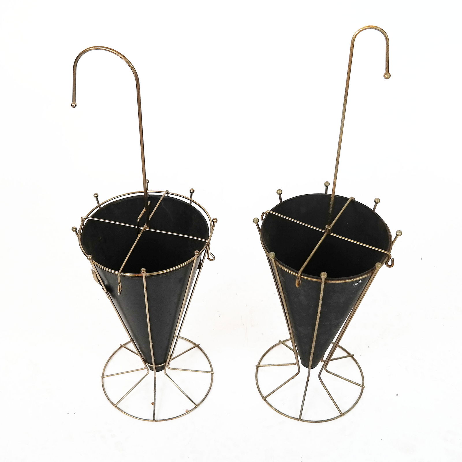 Pair of Polished Brass-Tone Umbrella Stands (1 of 7)