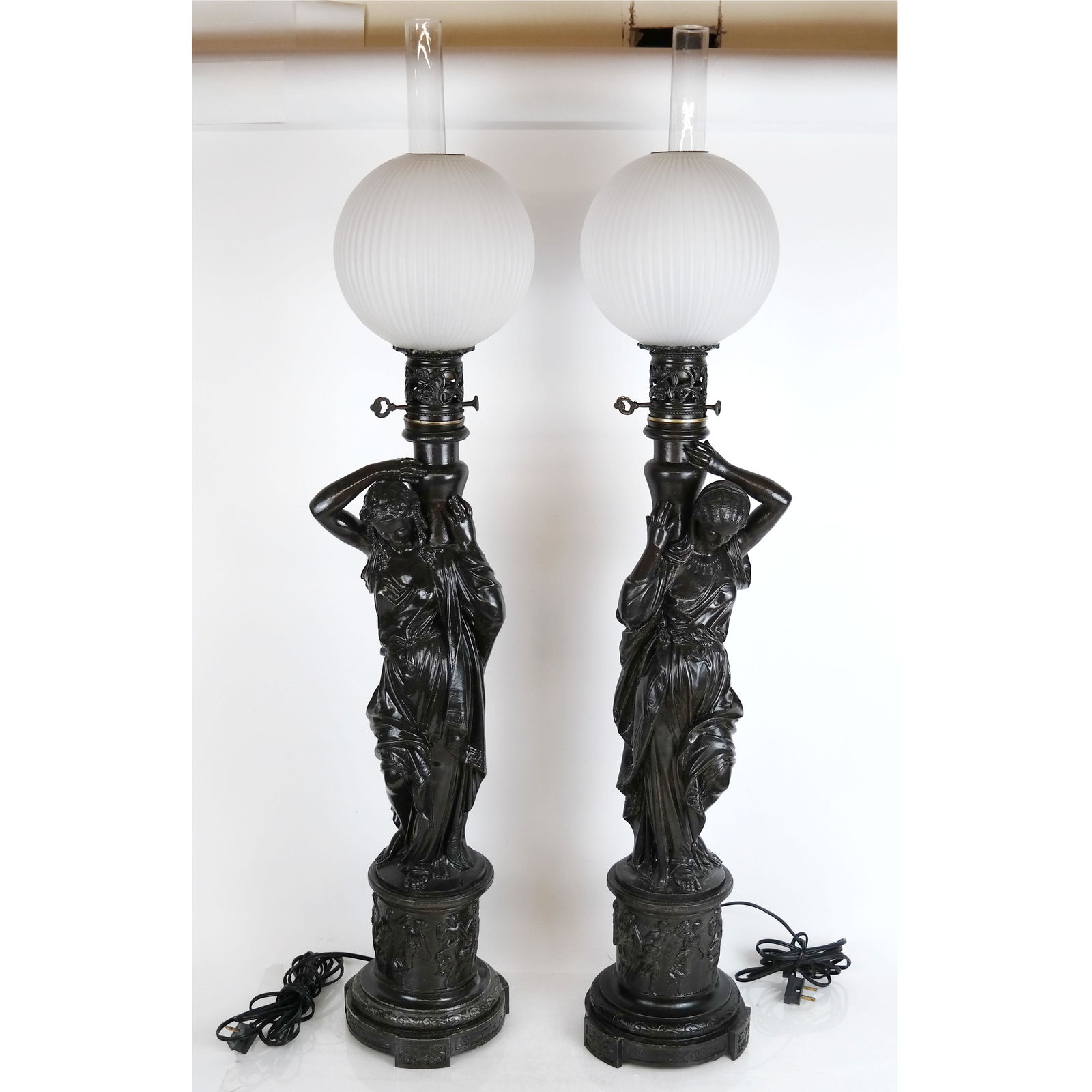 Pair of Classical Figural White Metal Lamps (1 of 13)
