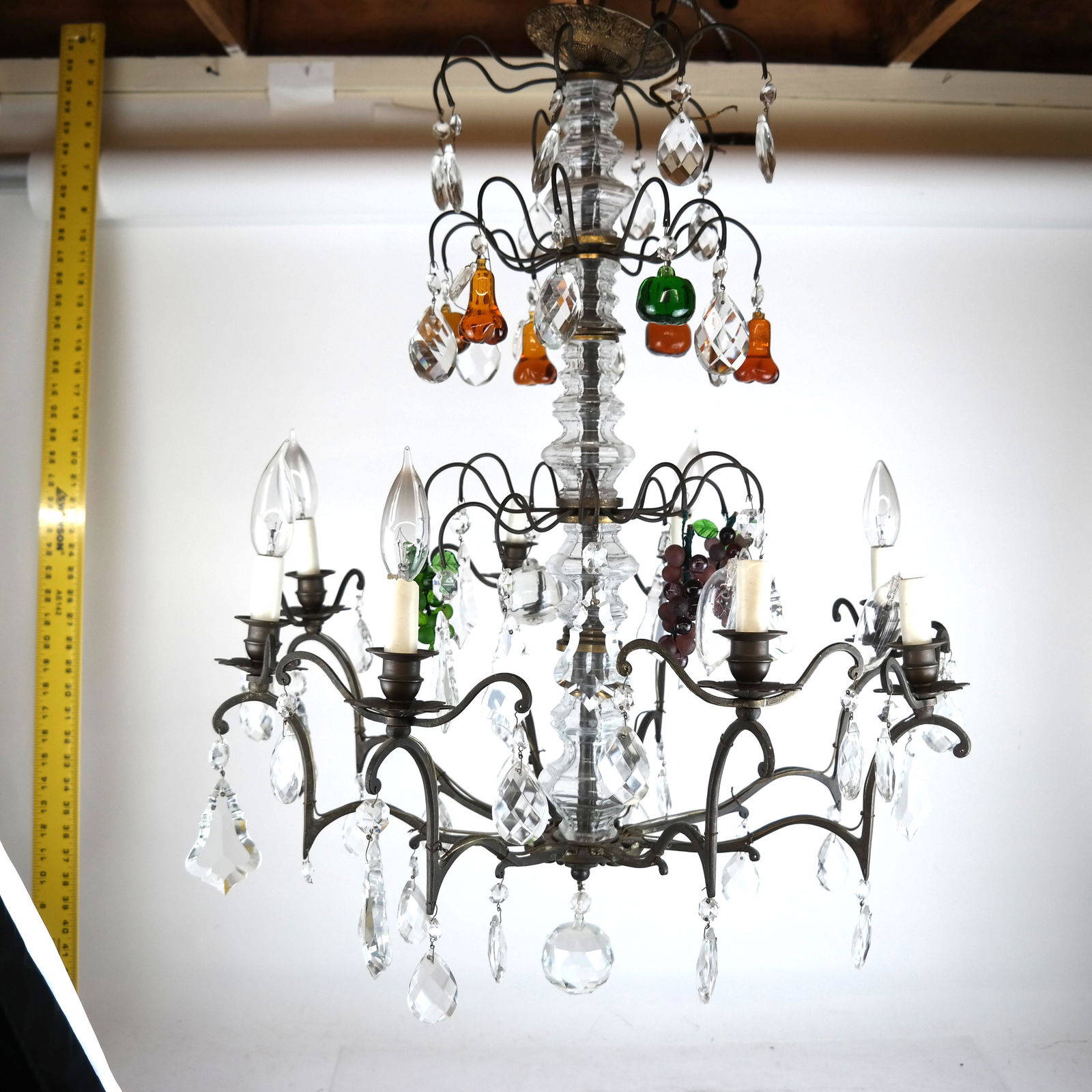 Vintage Bronze and Crystal Chandelier (1 of 10)