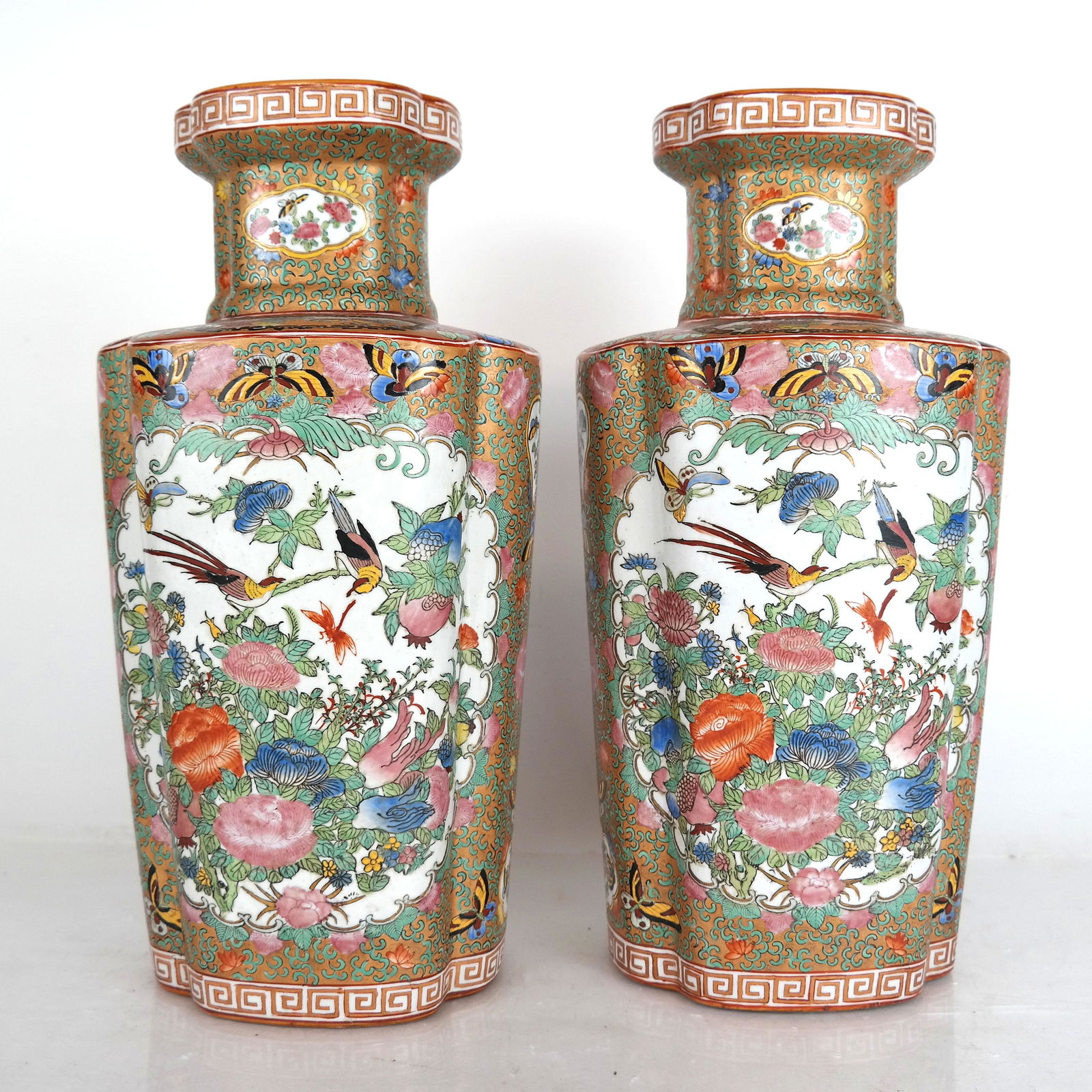 Pair of Rose Medallion Porcelain Decorated Vases (1 of 11)