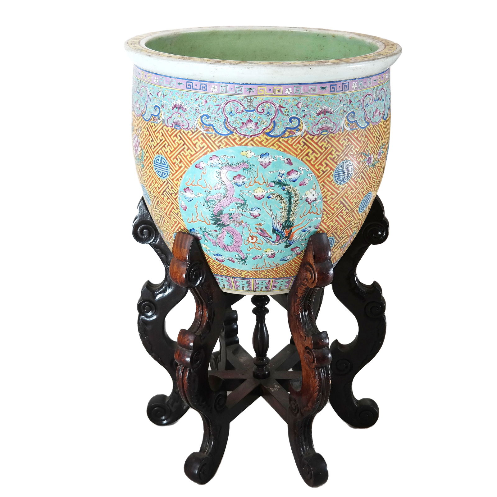 Chinese Famille Rose Porcelain Jardiniere on Stand (1 of 14)