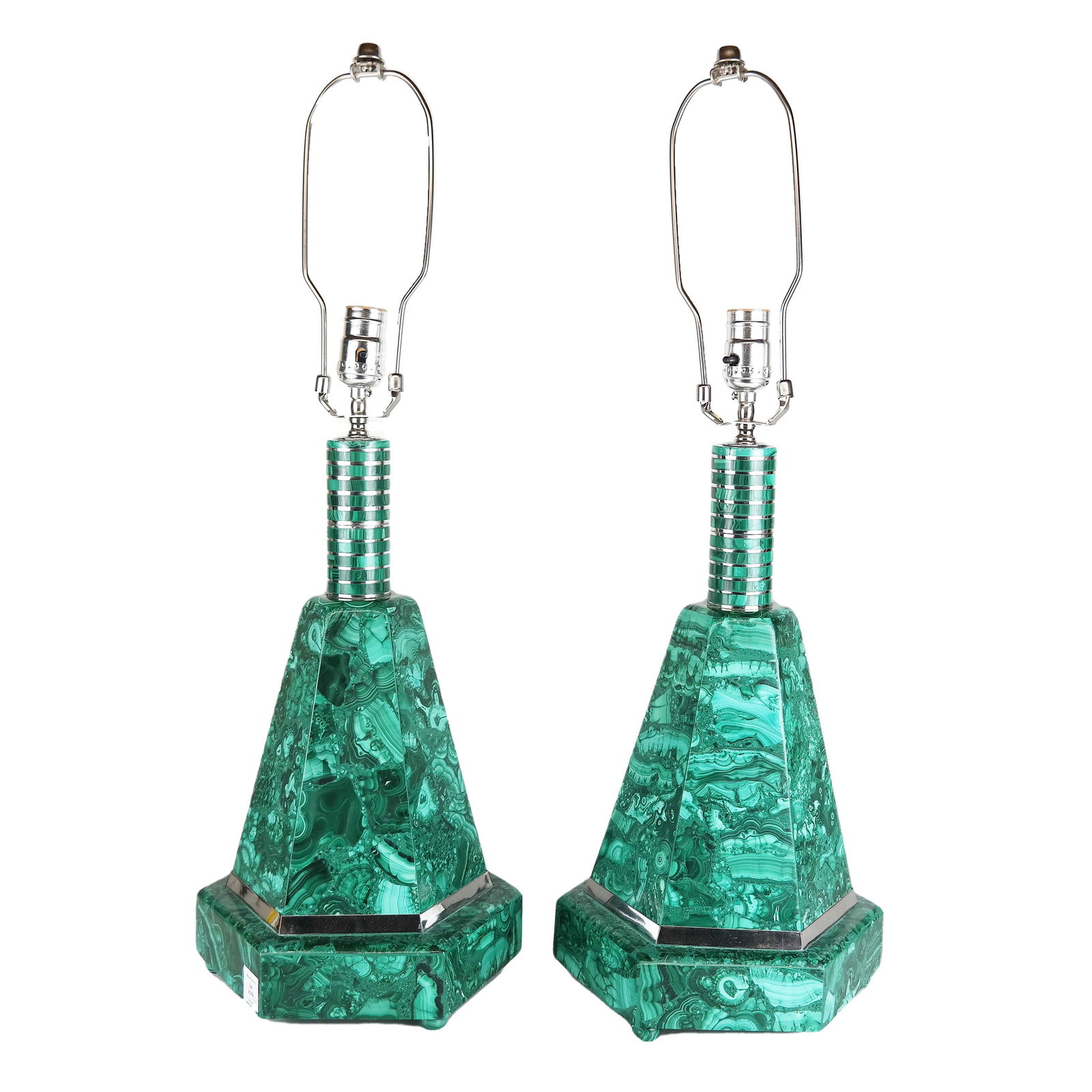 Pair of Malachite Lighthouse Lamps (1 of 8)