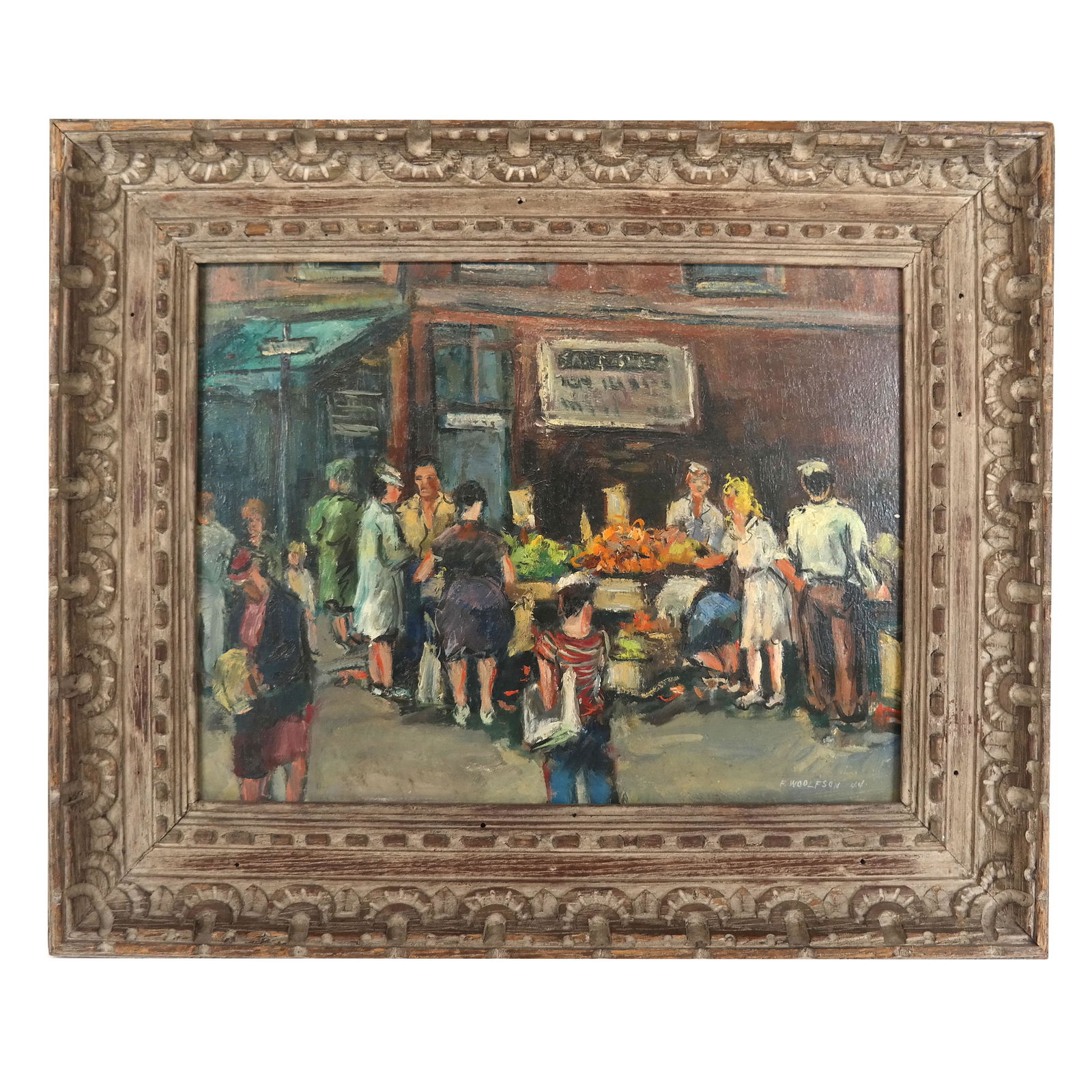 F. WOOLFSON: Street Scene - Oil Painting (1 of 8)