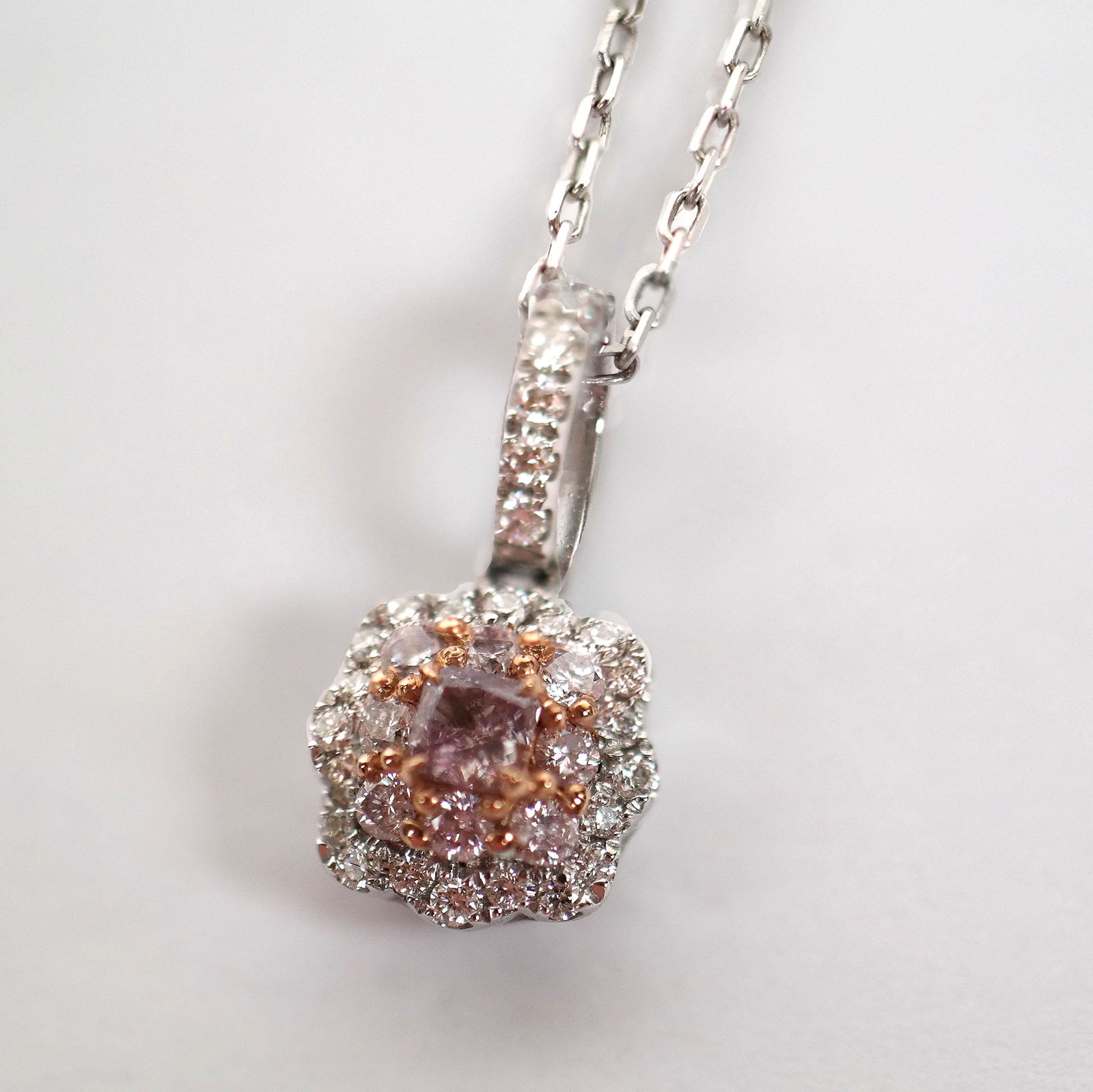 Pink and White Diamond Pendant Necklace (1 of 8)