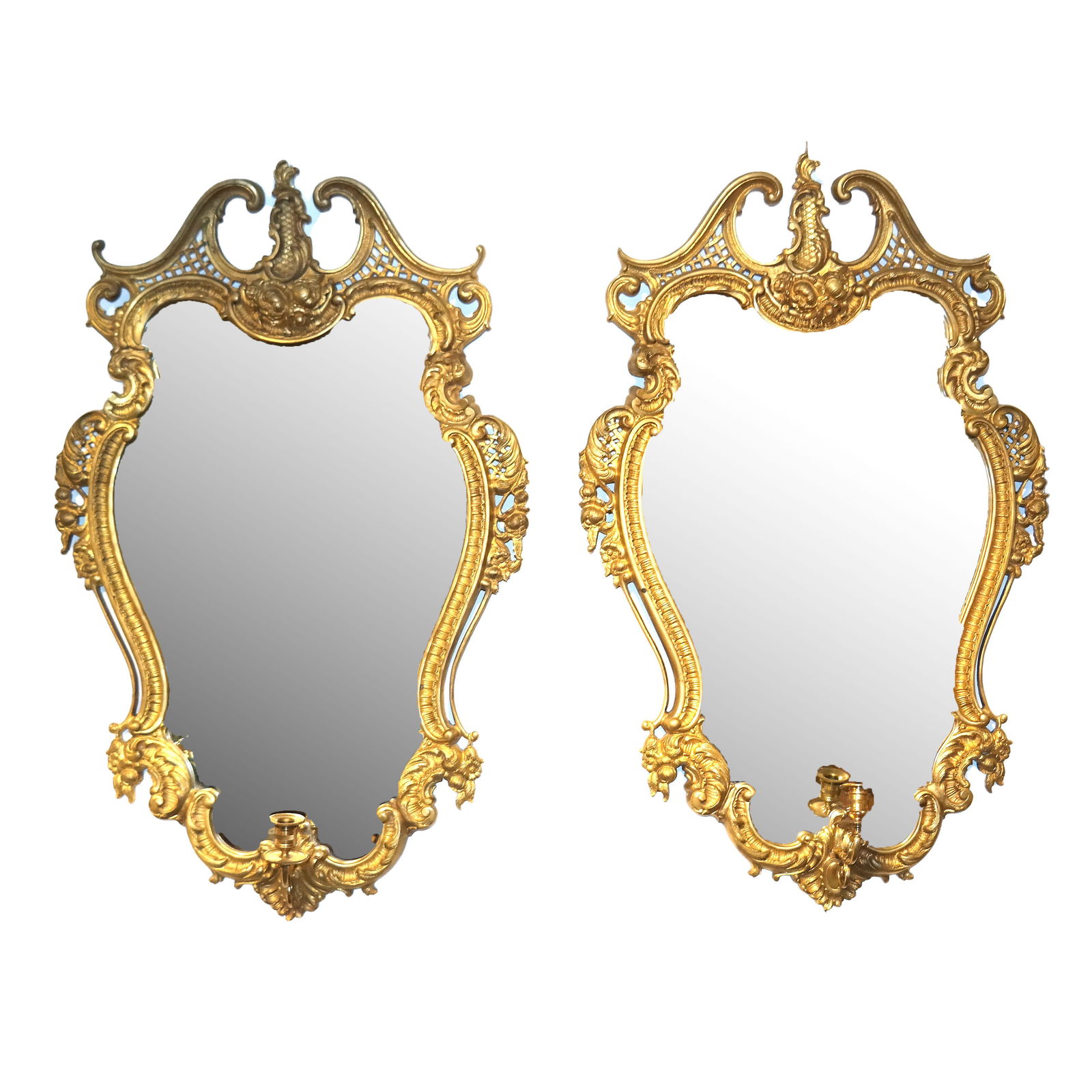 Pair of French Bronze Dore Mirrors (1 of 9)