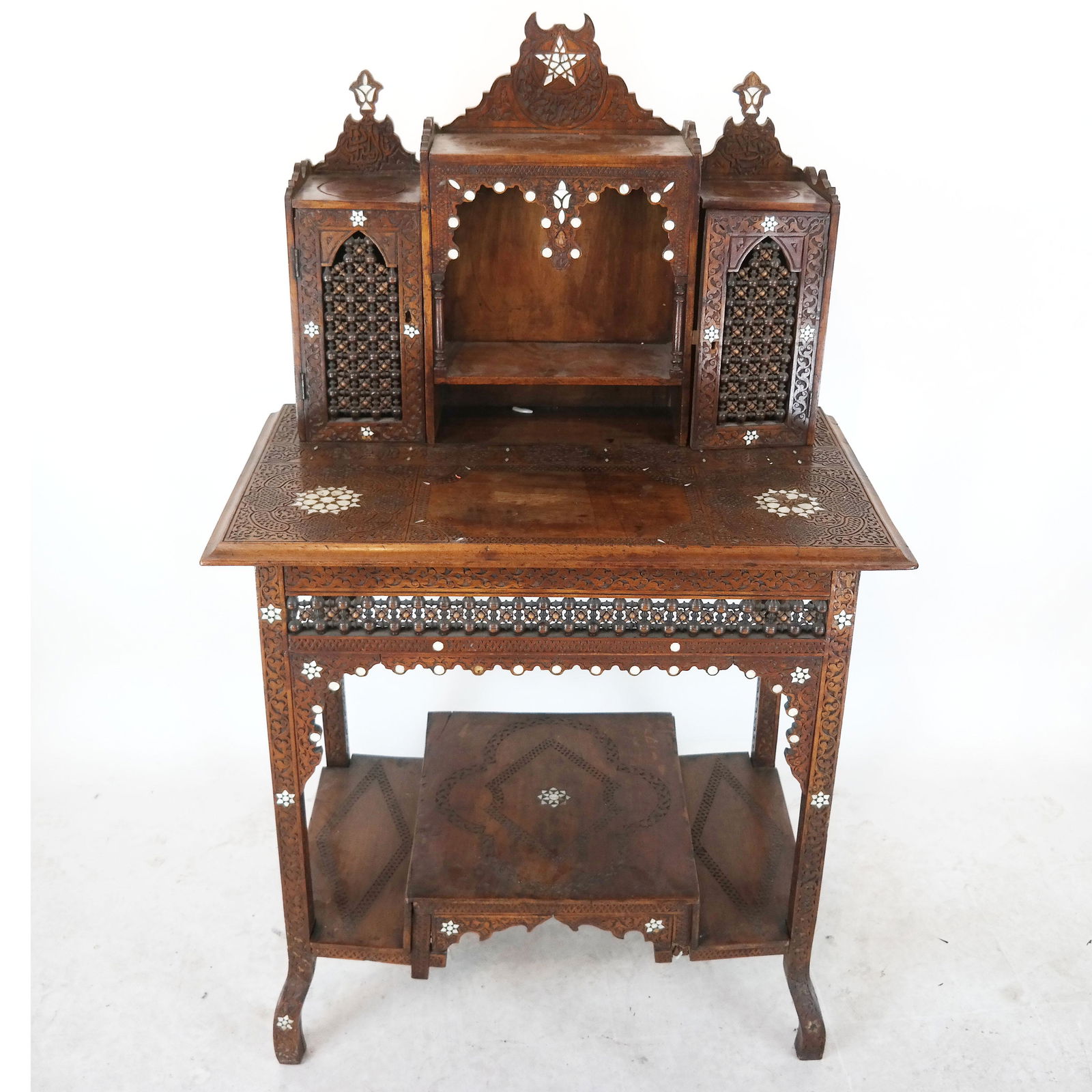 Antique Syrian / Moroccan Carved, Inlaid Desk (1 of 11)