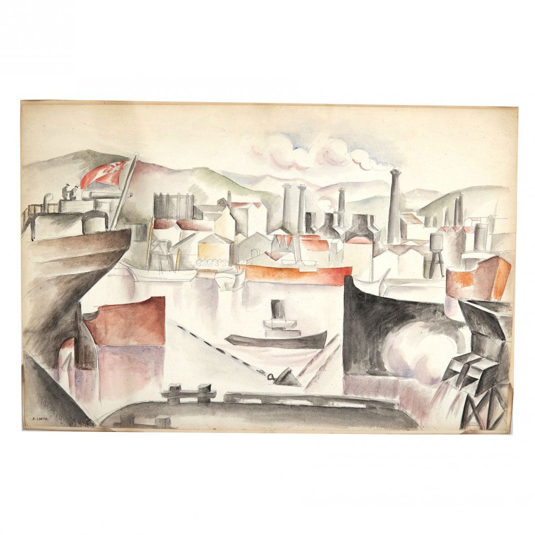 Andre LHOTE: Harbor Scene - W/C Painting (1 of 13)