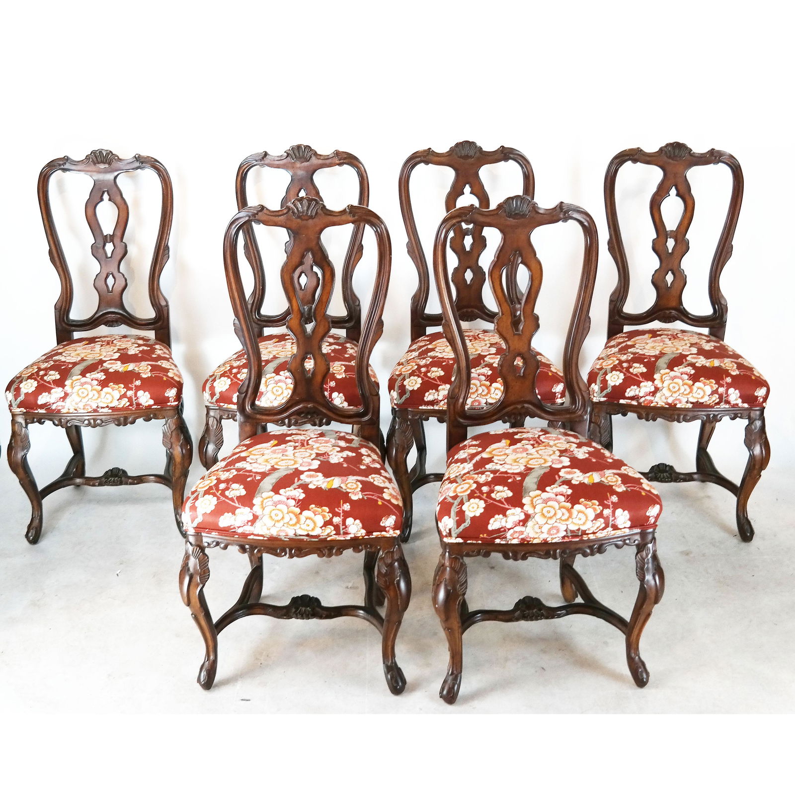 Six Italian Rococo-Style Carved Walnut Side Chairs (1 of 9)