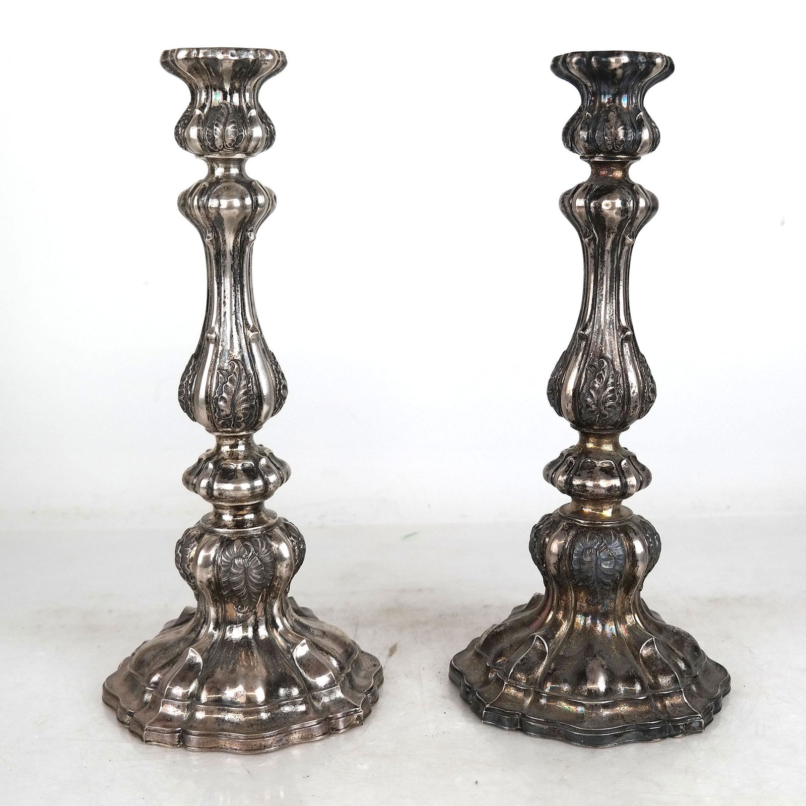 Pair of Continental Silver Plate Candlesticks (1 of 7)